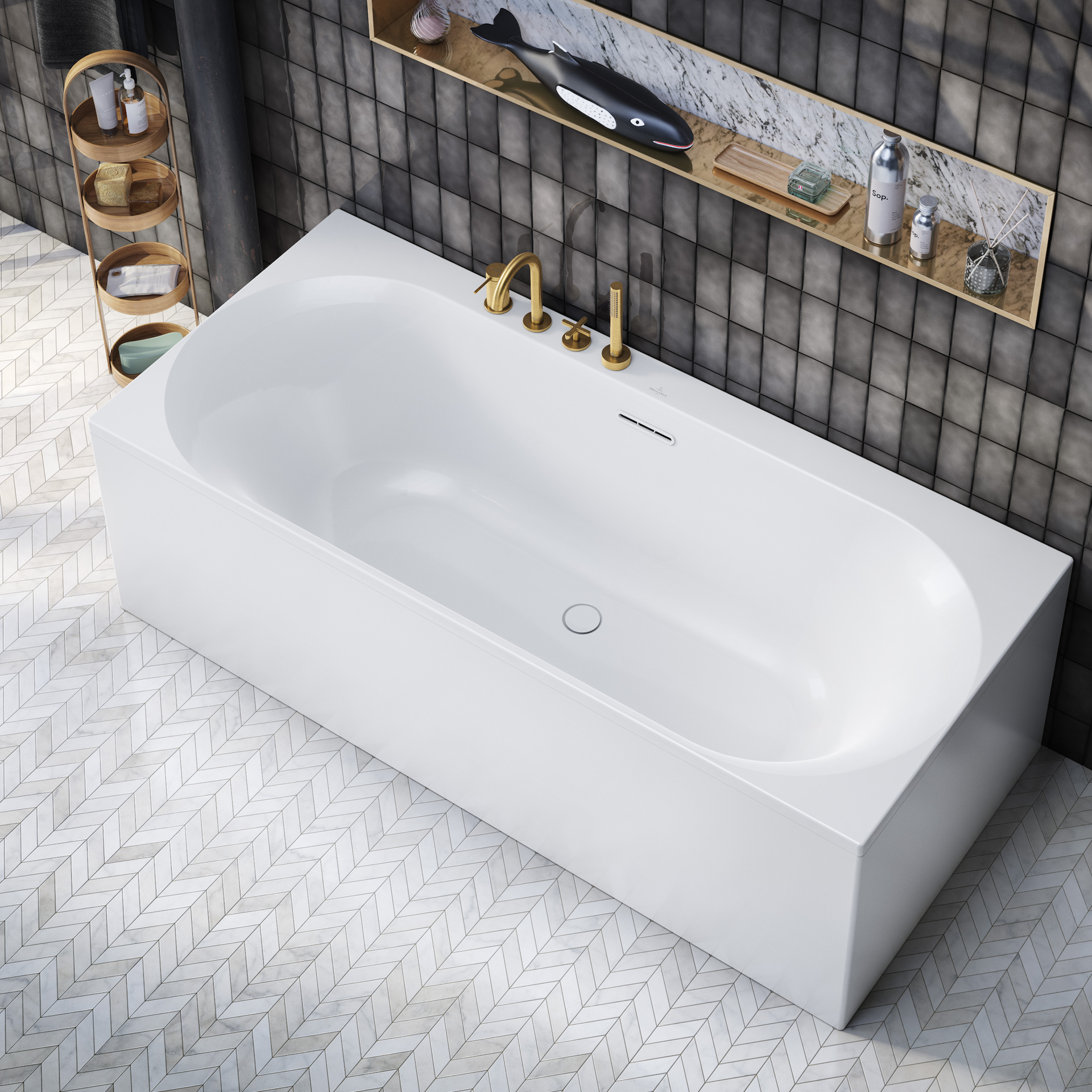 V&B LOOP & FRIENDS OVAL DUO BADEKAR 180X80 FOR INNBYGGING HVIT ALPIN