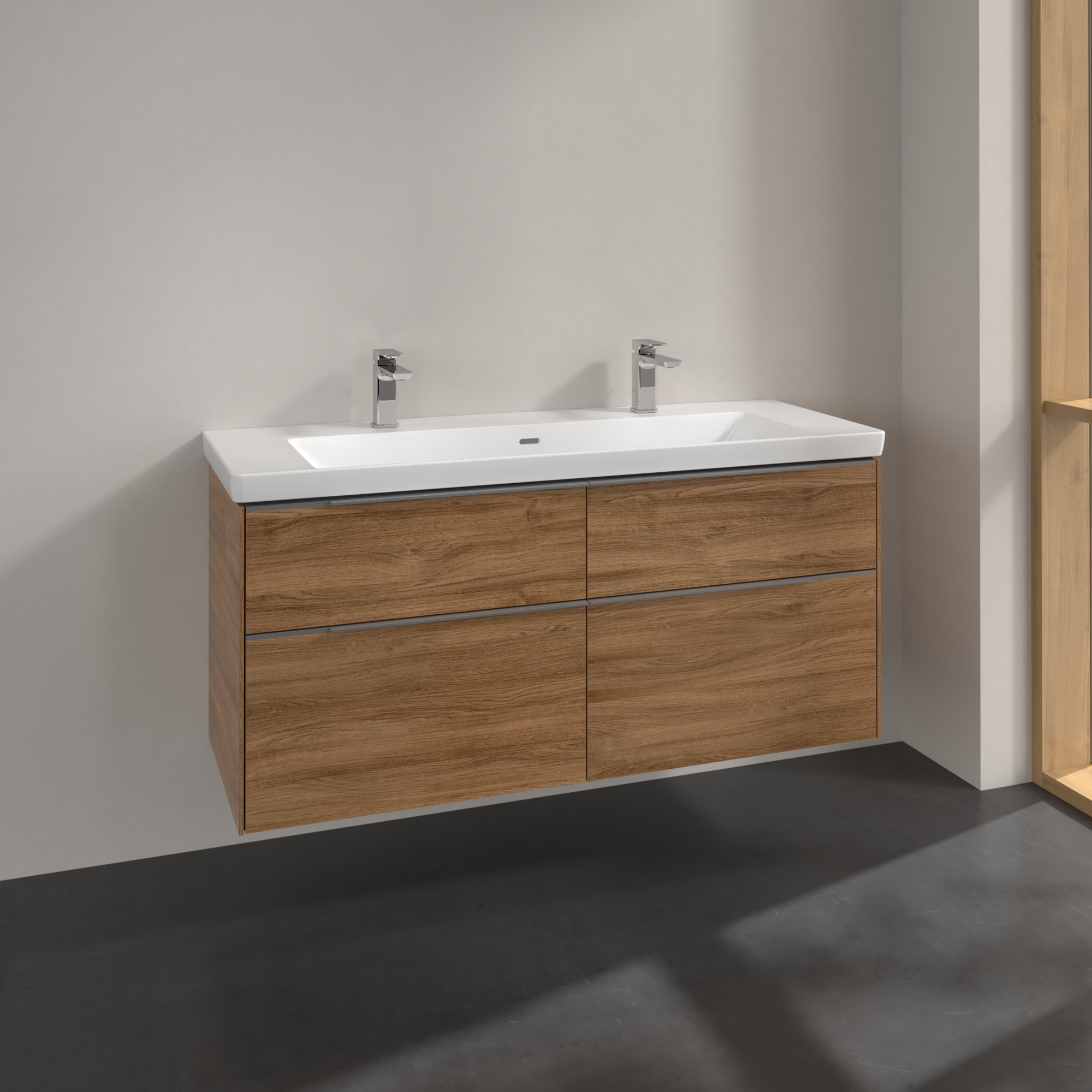 V&B SUBWAY 3.0 SERVANTSKAP 127X57 KANSAS OAK HÅNDTAK I KROM