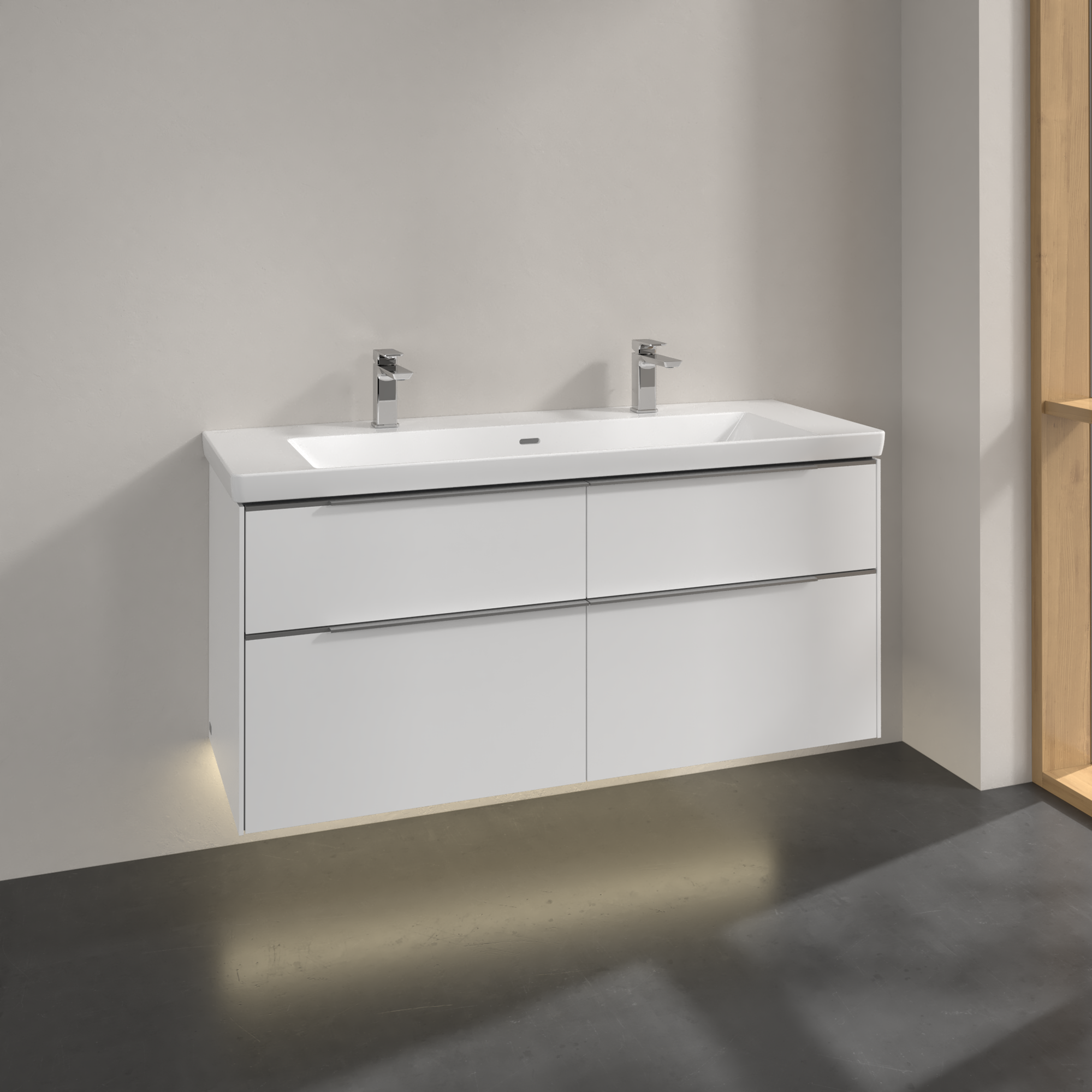 V&B SUBWAY 3.0 SERVANTSKAP 127X57 PURE WHITE M/LYS HÅNDTAK I KROM
