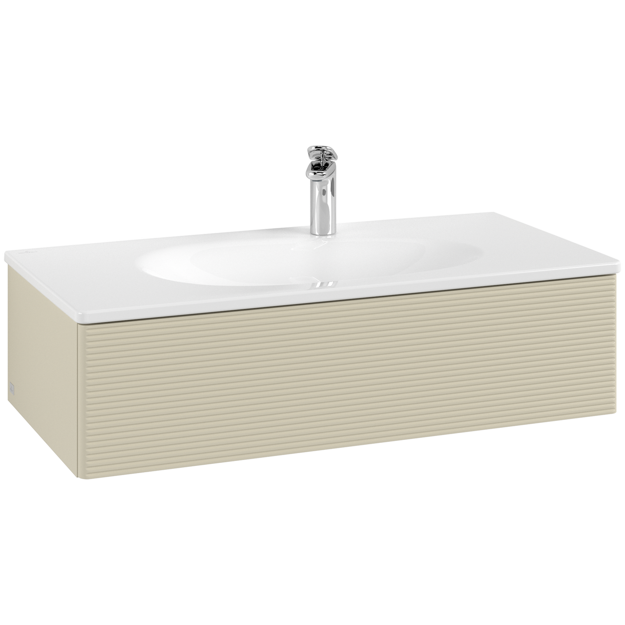 V&B ANTAO SERVANTSKAP 1 SKUFF RILLET 988X256X493 SILKEGRÅ