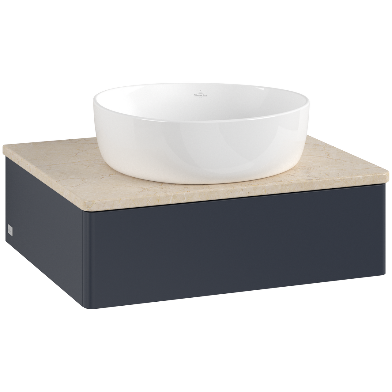 V&B ANTAO SERVANTSKAP 1 SKUFF GLATT 600X190X500 U/KRANHULL BLÅ/CRÉME