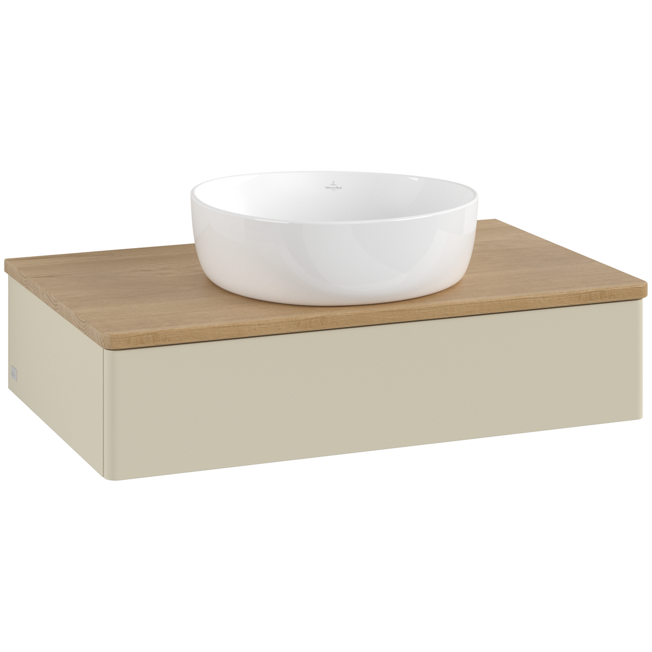 V&B ANTAO SERVANTSKAP 1 SKUFF GLATT 800X190X500 U/KRANHULL SILKEGRÅ/EIK