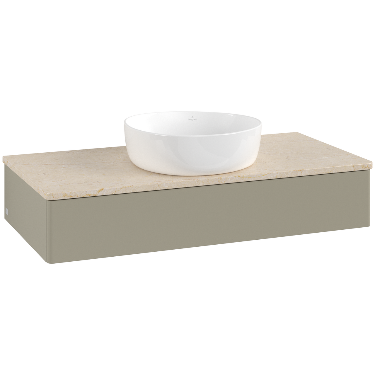 V&B ANTAO SERVANTSKAP 1 SKUFF GLATT 1000X190X500 U/KRANHULL STENGRÅ/CRÉME