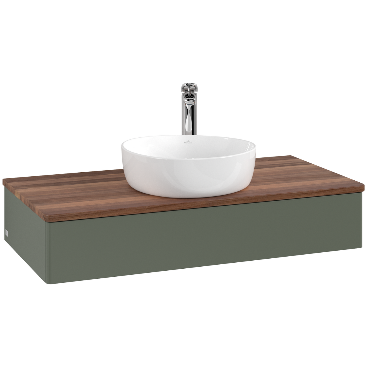 V&B ANTAO SERVANTSKAP 1 SKUFF GLATT 1000X190X500 M/KRANHULL GRØNN/VALNØTT