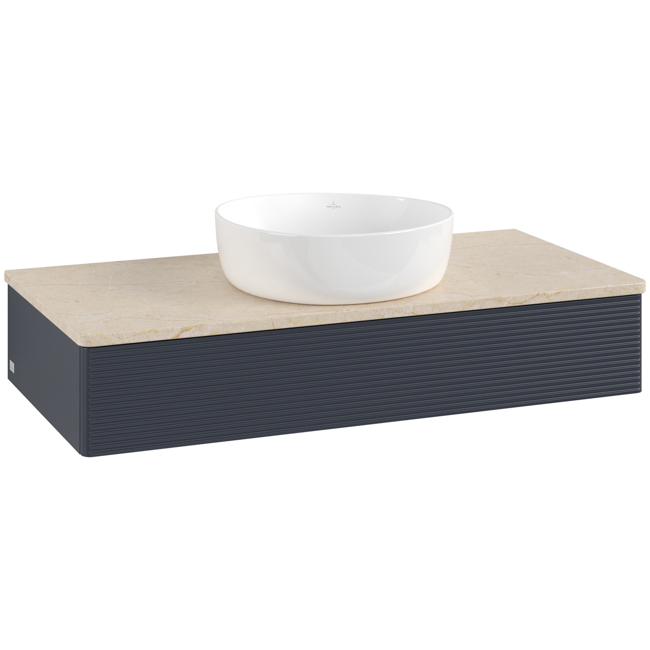 V&B ANTAO SERVANTSKAP 1 SKUFF RILLET 1000X190X500 U/KRANHULL BLÅ/CRÉME