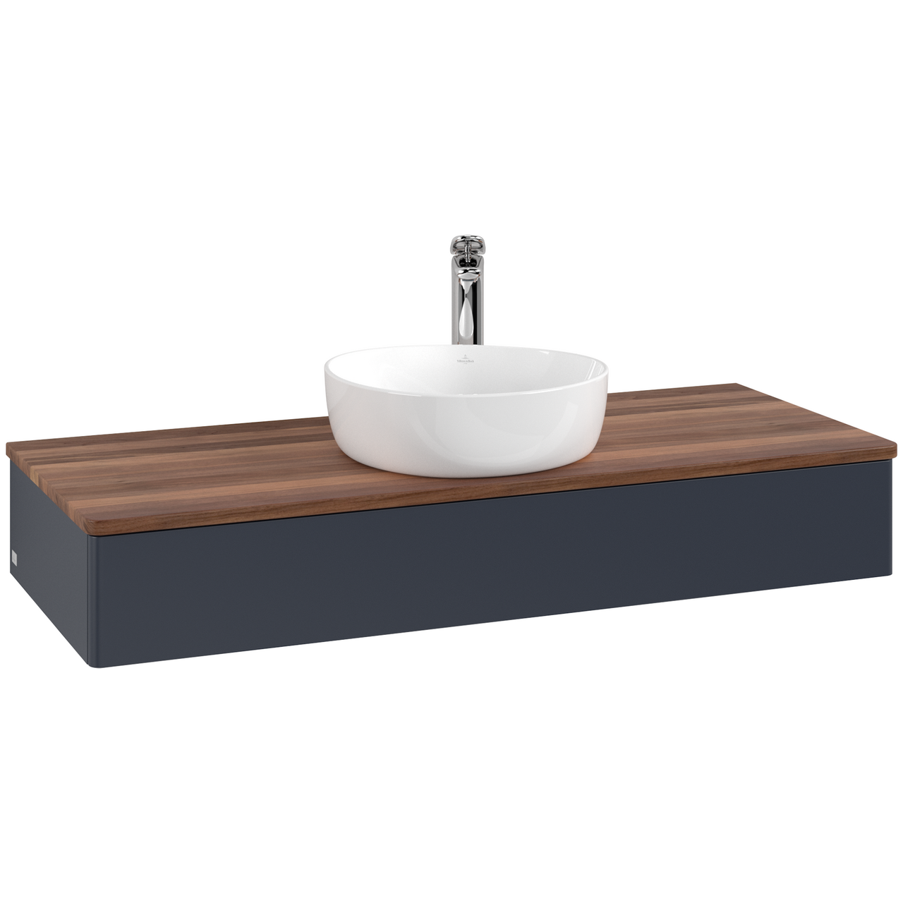 V&B ANTAO SERVANTSKAP 1 SKUFF GLATT 1200X190X500 M/KRANHULL BLÅ/VALNØTT