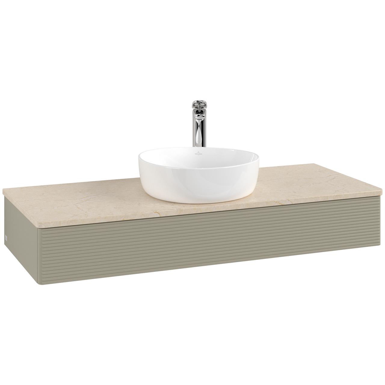 V&B ANTAO SERVANTSKAP 1 SKUFF RILLET 1200X190X500 M/KRANHULL STENGRÅ/CRÉME