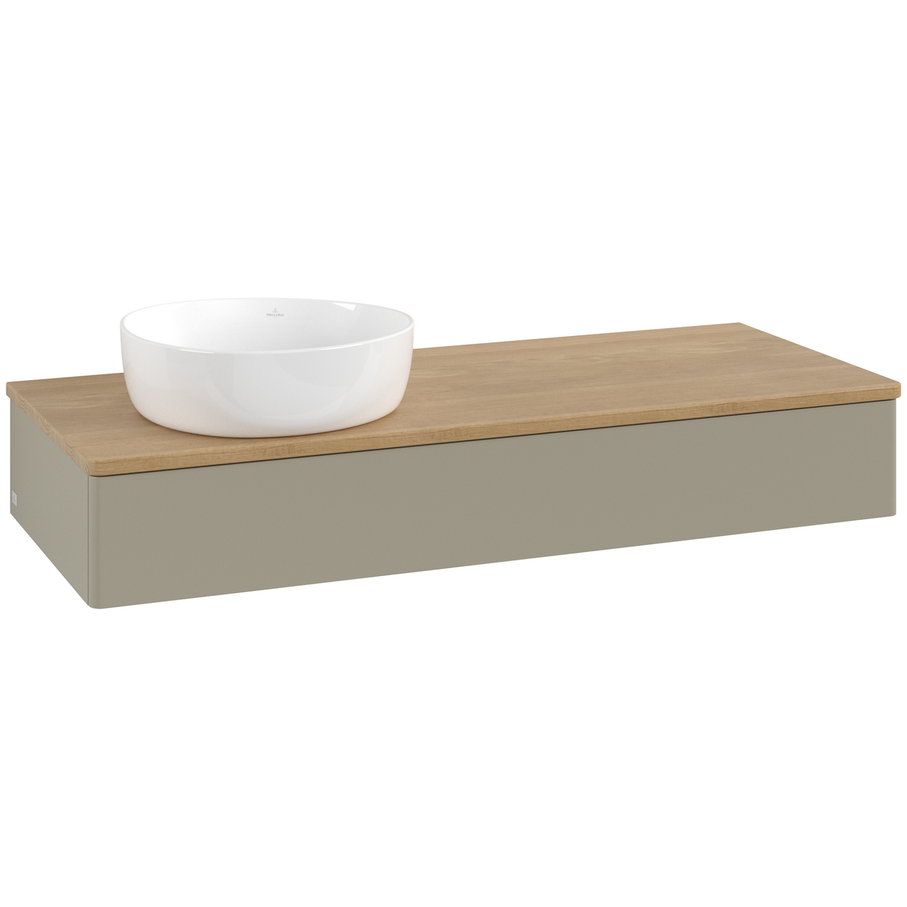 V&B ANTAO SERVANTSKAP 1 SKUFF GLATT 1200X190X500 VENSTRE U/KRANHULL STENGRÅ/EIK