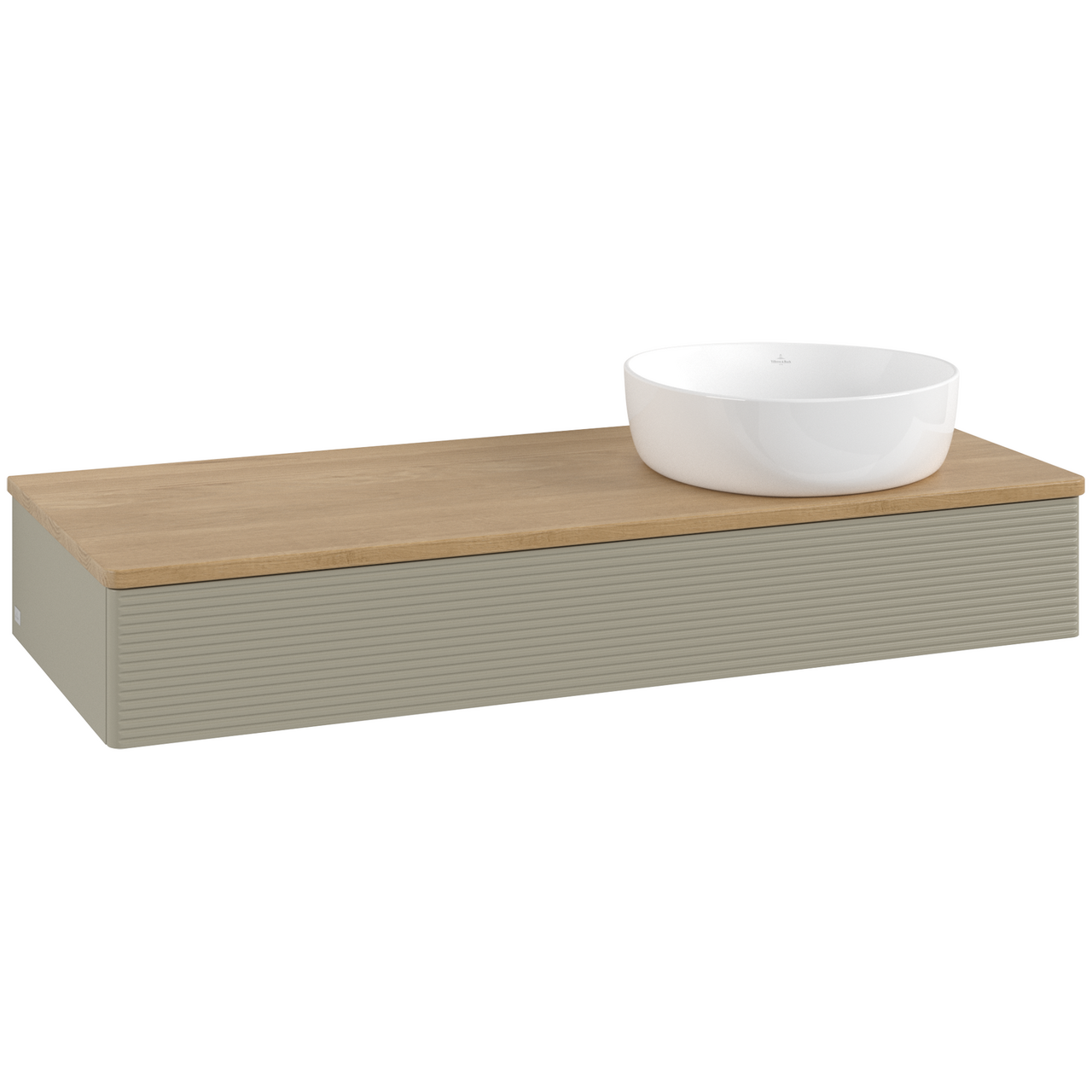 V&B ANTAO SERVANTSKAP 1 SKUFF RILLET 1200X190X500 HØYRE U/KRANHULL STENGRÅ/EIK
