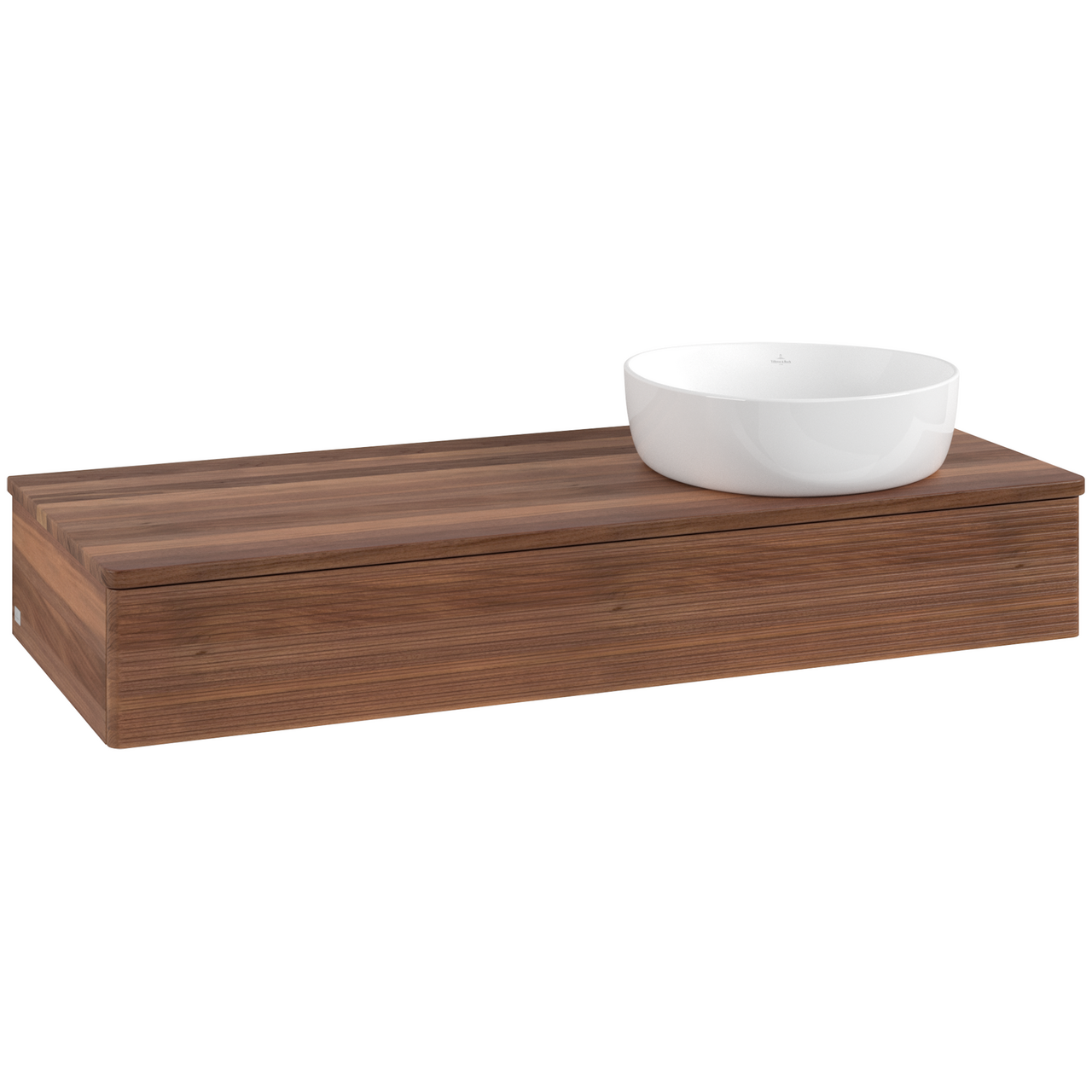 V&B ANTAO SERVANTSKAP 1 SKUFF RILLET 1200X190X500 HØYRE U/KRANHULL VALNØTT/VALNØTT