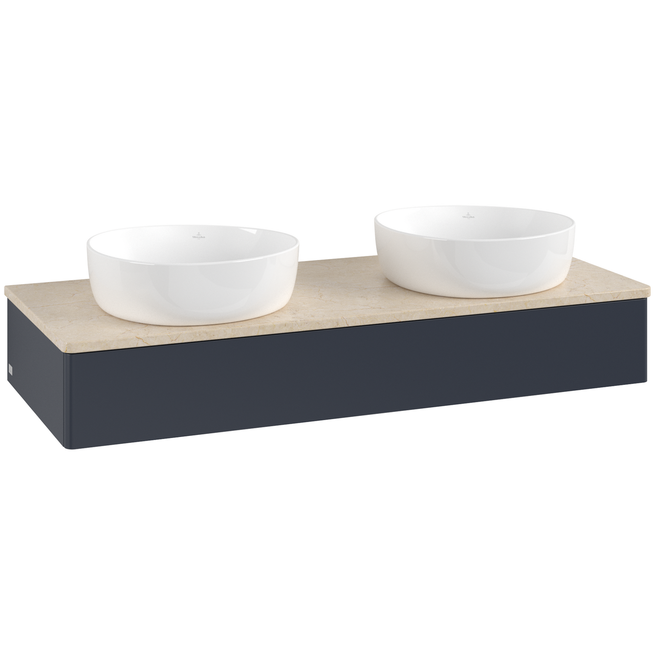 V&B ANTAO SERVANTSKAP 1 SKUFF GLATT 1200X190X500 FOR 2 SERV. U/KRANHULL BLÅ/CRÉME