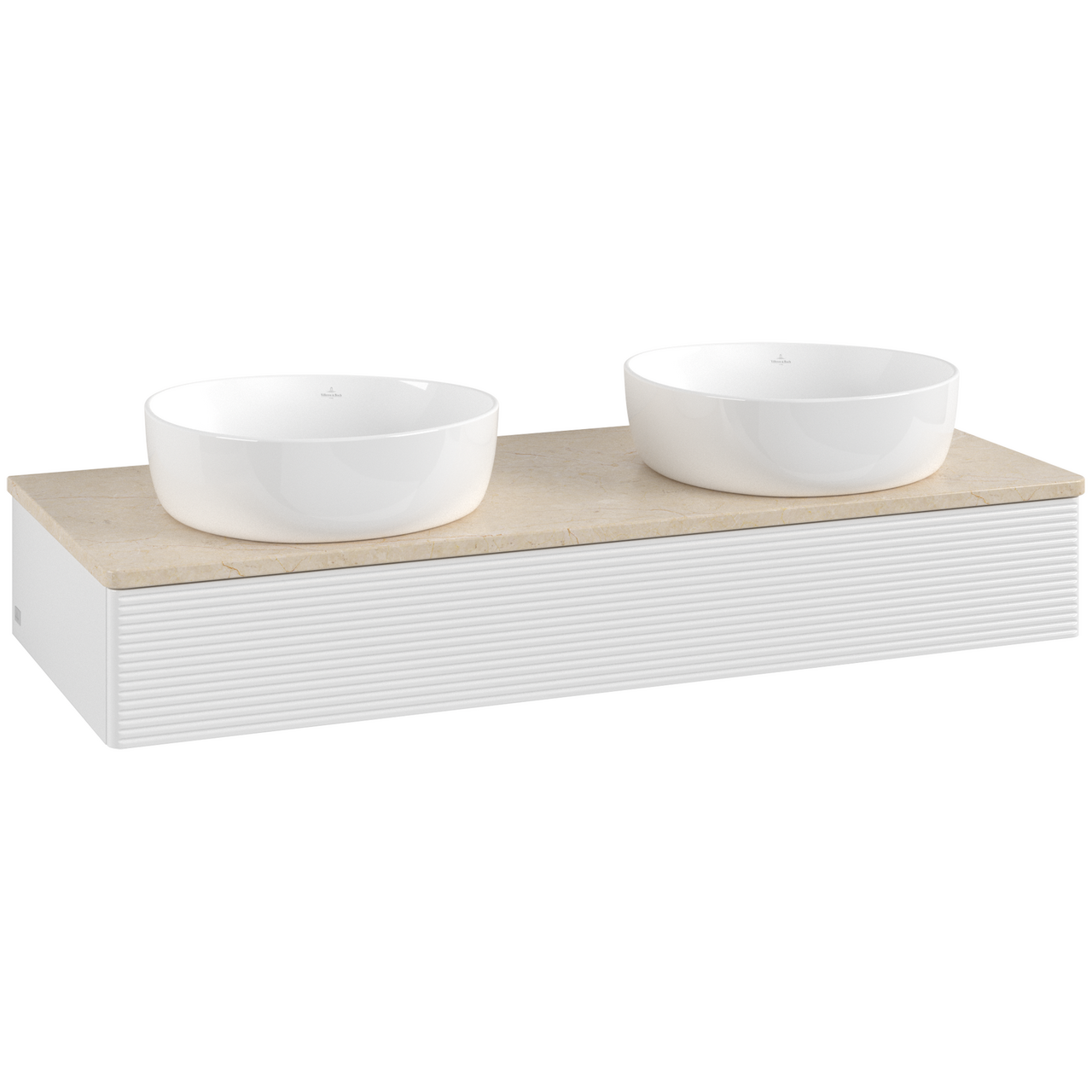V&B ANTAO SERVANTSKAP 1 SKUFF RILLET 1200X190X500 FOR 2 SERV. U/KRANHULL HVIT/CRÉME
