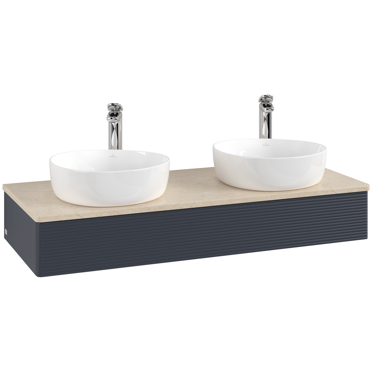 V&B ANTAO SERVANTSKAP 1 SKUFF RILLET 1200X190X500 FOR 2 SERV. M/KRANHULL BLÅ/CRÉME