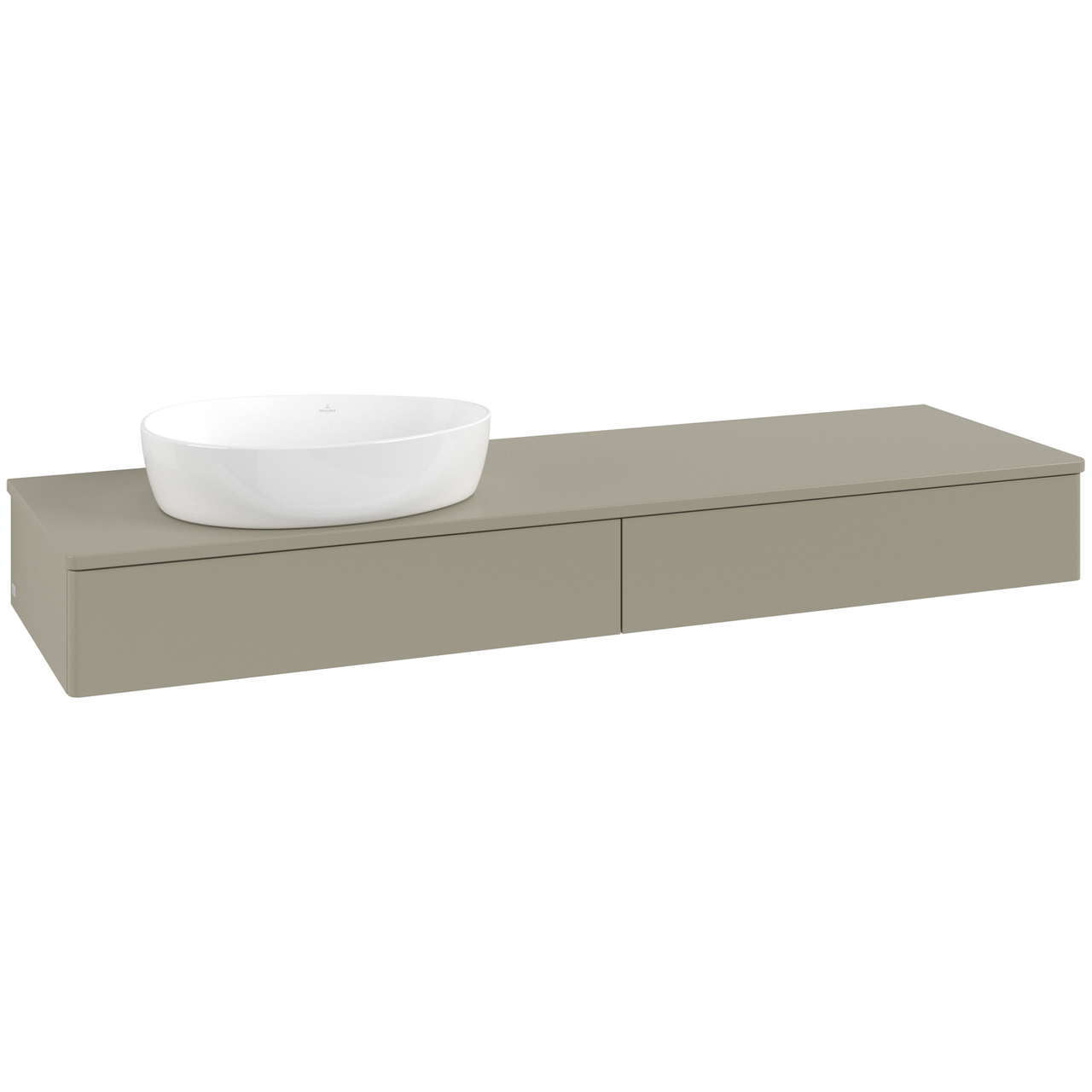 V&B ANTAO SERVANTSKAP 2 SKUFFER GLATT 1600X190X500 VENSTRE U/KRANHULL STENGRÅ