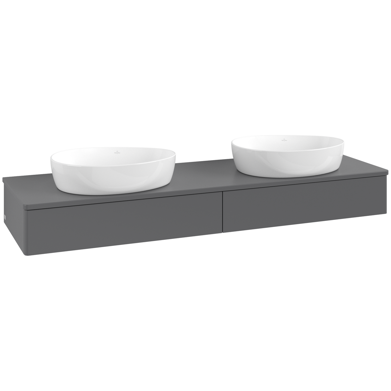 V&B ANTAO SERVANTSKAP 2 SKUFFER GLATT 1600X190X500 FOR 2 SERV. U/KRANHULL ANTRASITT