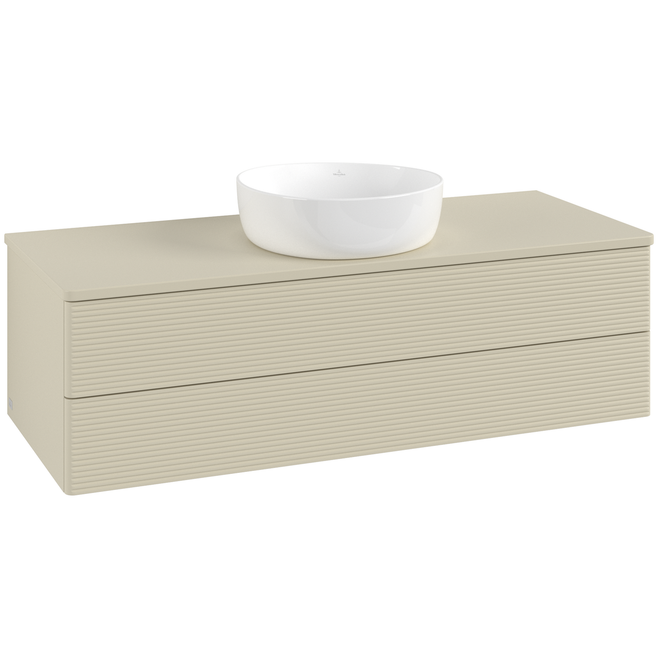 V&B ANTAO SERVANTSKAP 2 SKUFFER RILLET 1200X360X500 U/KRANHULL SILKEGRÅ