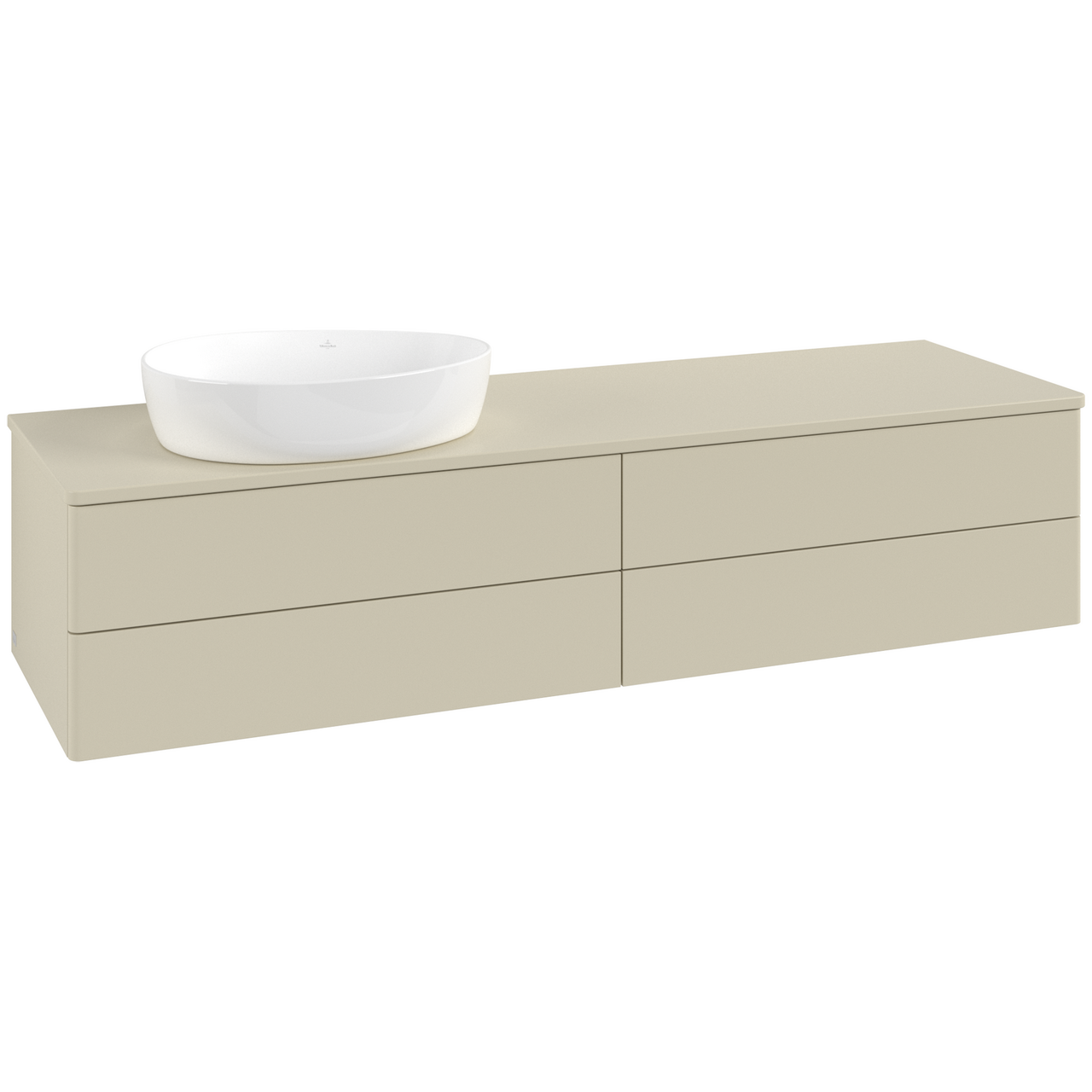 V&B ANTAO SERVANTSKAP 4 SKUFFER GLATT 1600X360X500 VENSTRE U/KRANHULL SILKEGRÅ