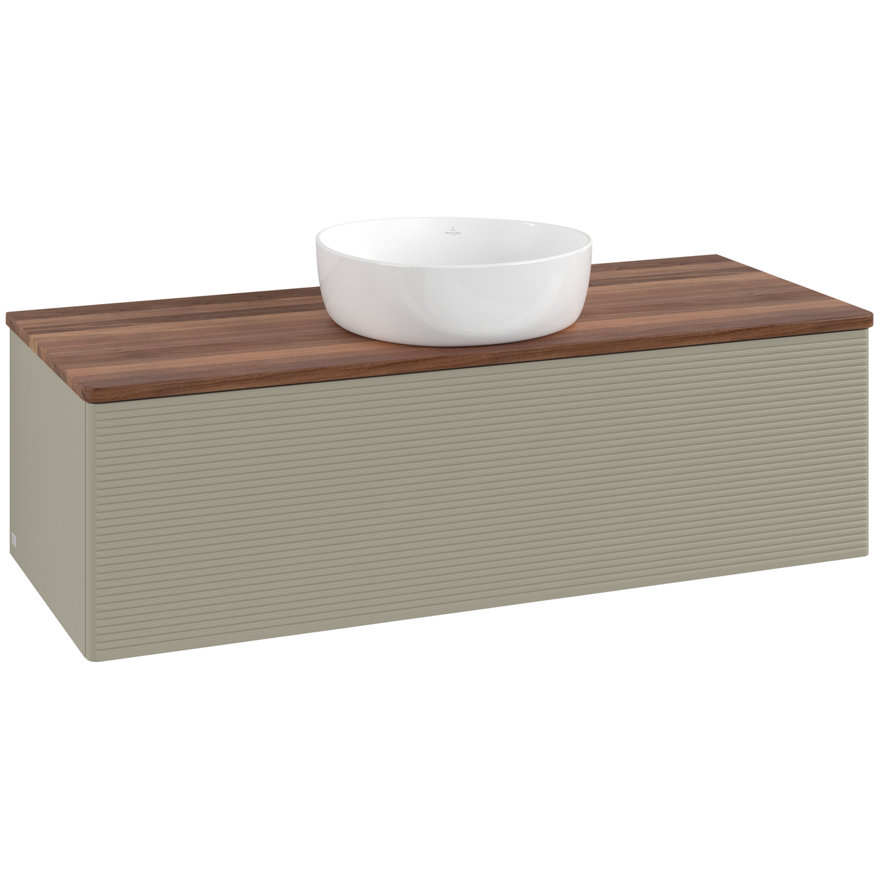 V&B ANTAO SERVANTSKAP 1 SKUFF RILLET 1200X360X500 U/KRANHULL STENGRÅ/VALNØTT