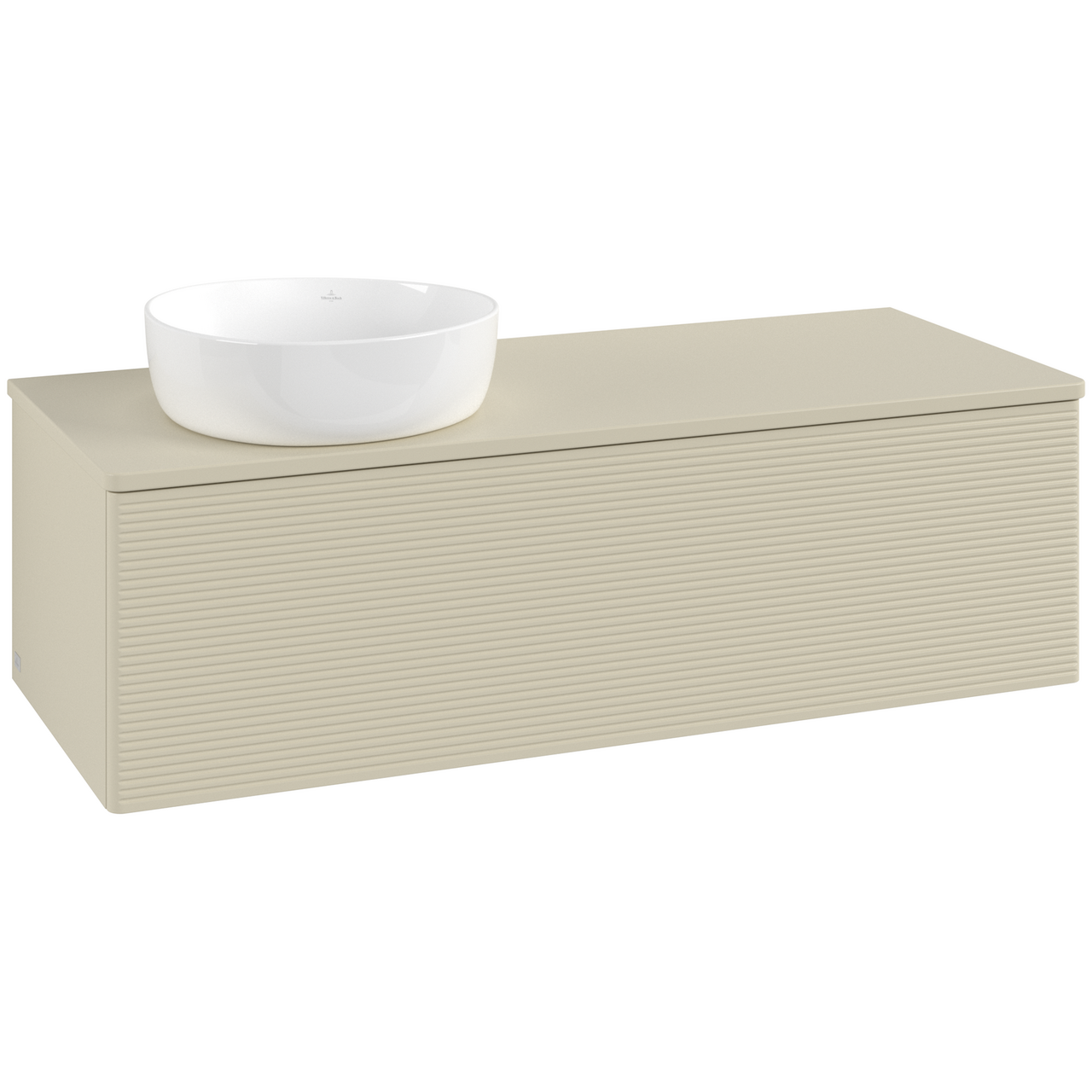V&B ANTAO SERVANTSKAP 1 SKUFF RILLET 1200X360X500 VENSTRE U/KRANHULL SILKEGRÅ