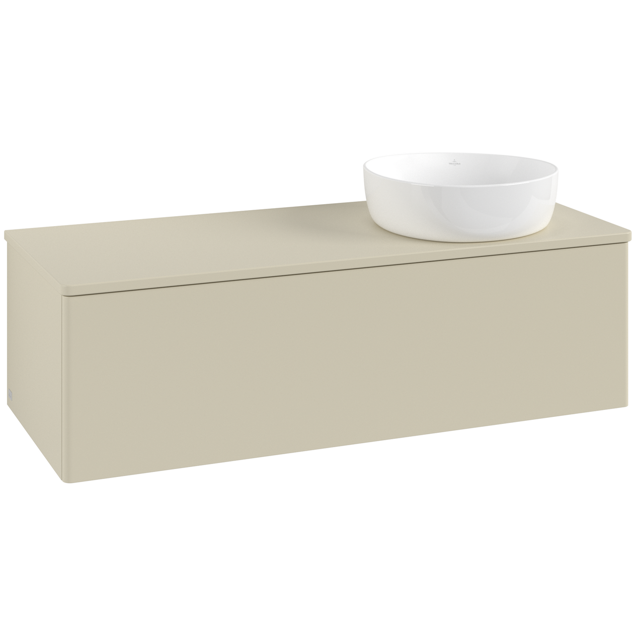 V&B ANTAO SERVANTSKAP 1 SKUFF GLATT 1200X360X500 HØYRE U/KRANHULL SILKEGRÅ
