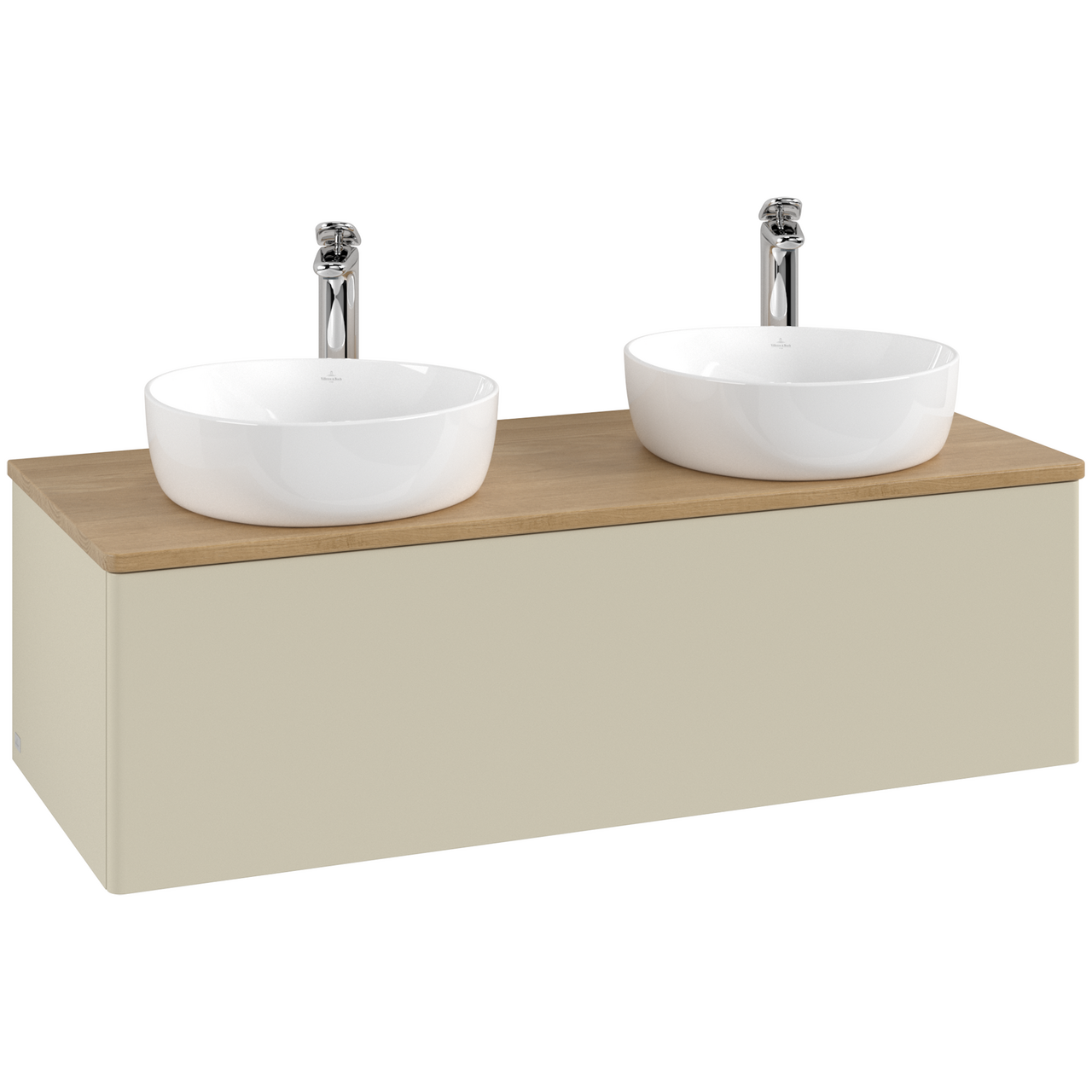 V&B ANTAO SERVANTSKAP 1 SKUFF GLATT 1200X360X500 FOR 2 SERV. M/KRANHULL SILKEGRÅ/EIK