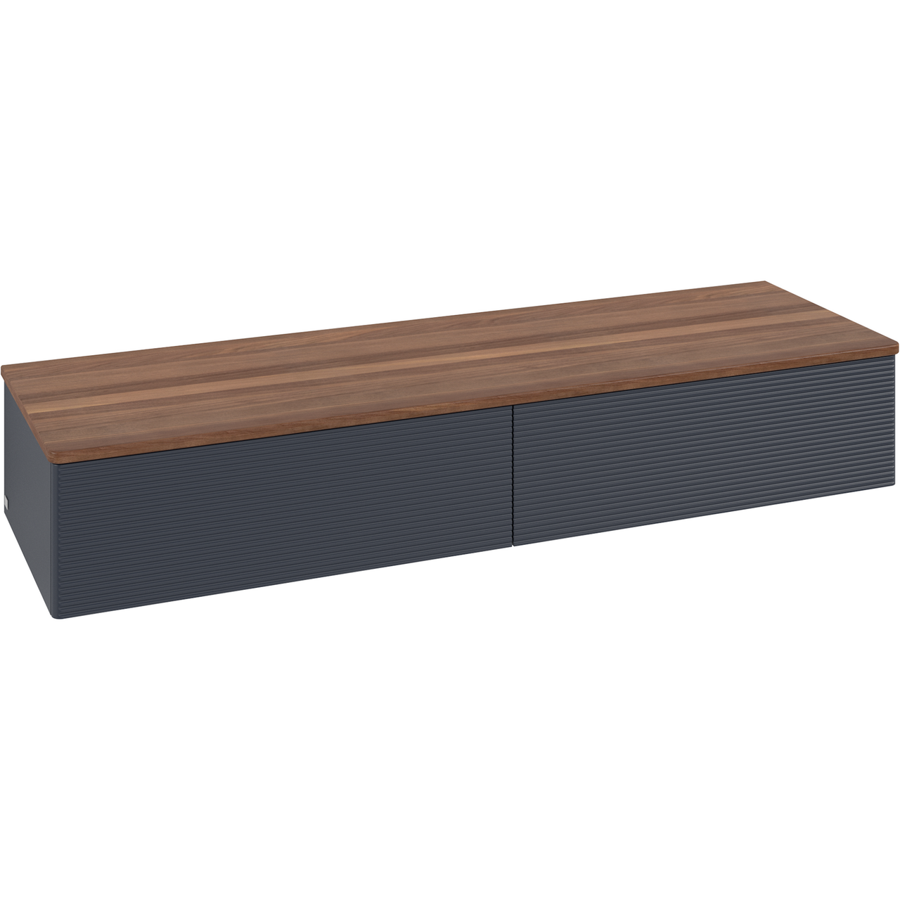 V&B ANTAO SIDESKAP 2 SKUFFER RILLET 1600X268X500 BLÅ/VALNØTT