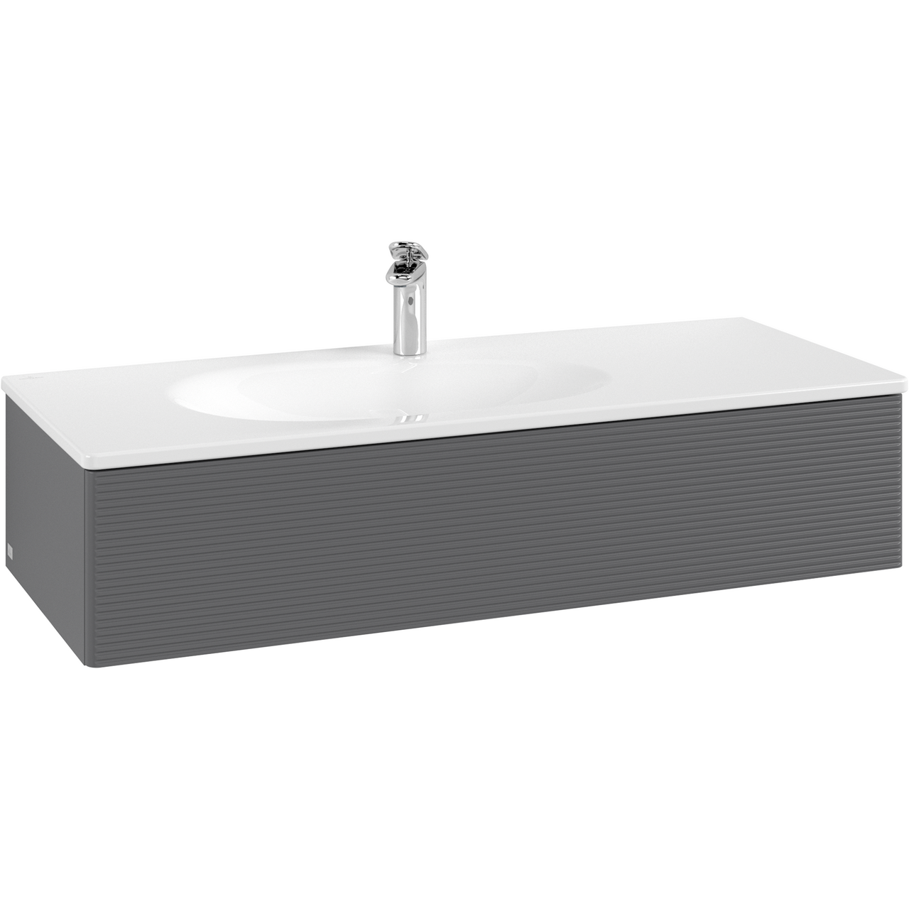 V&B ANTAO SERVANTSKAP 1 SKUFF RILLET 1188X256X493 VENSTRE M/LYS ANTRASITT