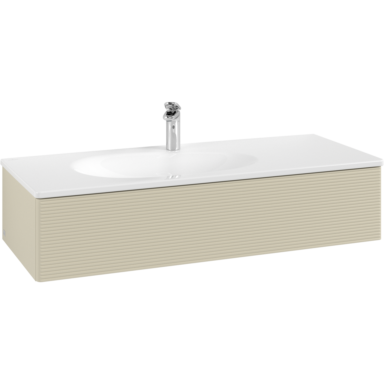 V&B ANTAO SERVANTSKAP 1 SKUFF RILLET 1188X256X493 VENSTRE M/LYS SILKEGRÅ