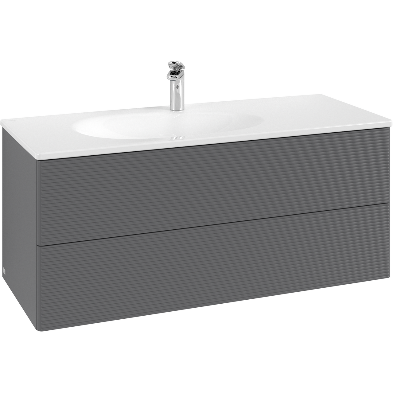 V&B ANTAO SERVANTSKAP 2 SKUFFER RILLET 1188X504X493 VENSTRE M/LYS ANTRASITT