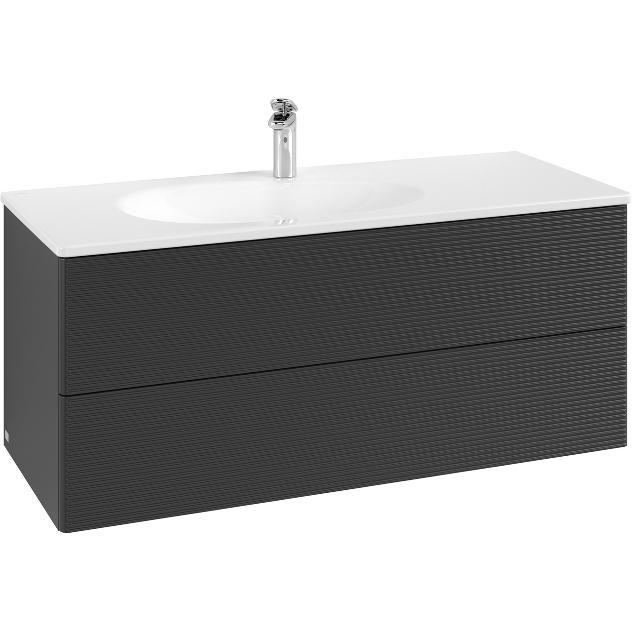 V&B ANTAO SERVANTSKAP 2 SKUFFER RILLET 1188X504X493 VENSTRE M/LYS MATT SORT