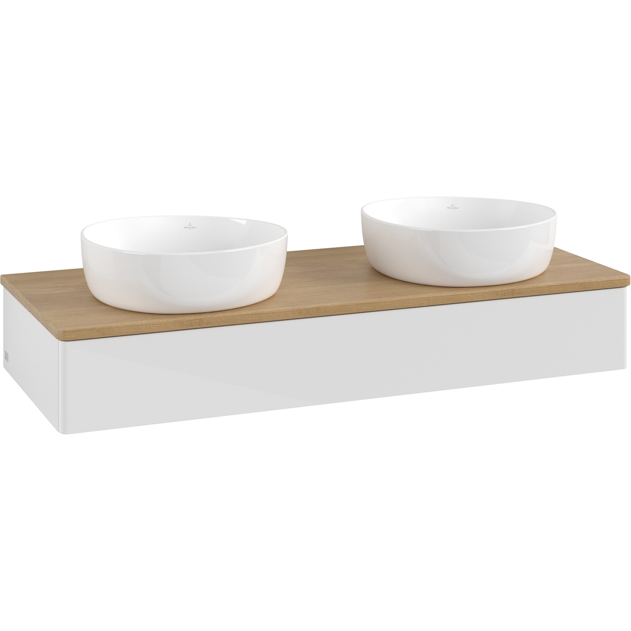 V&B ANTAO SERVANTSKAP 1 SKUFF GLATT 1200X190X500 FOR 2 SERV. U/KRANHULL M/LYS HVIT/EIK