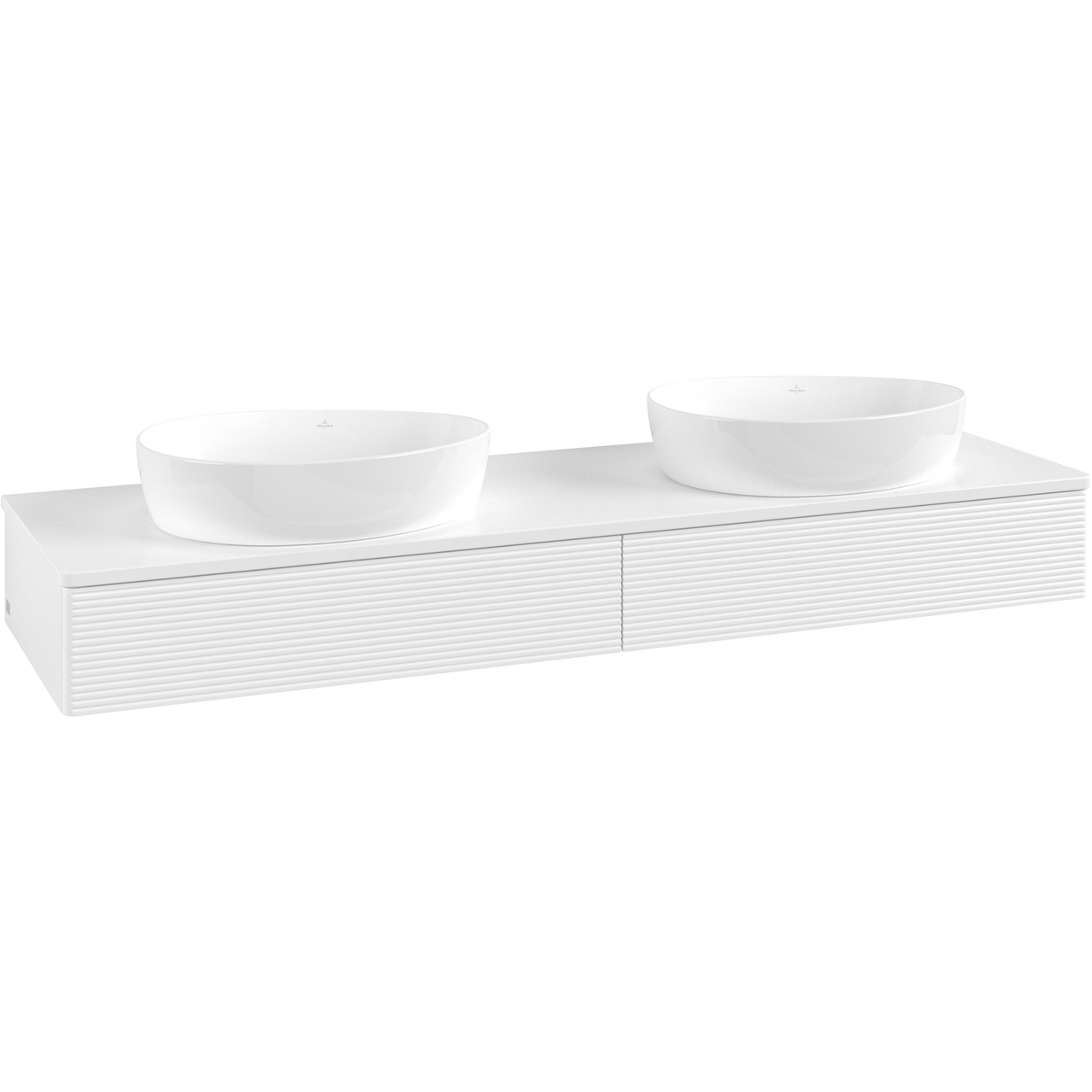 V&B ANTAO SERVANTSKAP 2 SKUFFER RILLET 1600X190X500 FOR 2 SERV. U/KRANHULL M/LYS MATT HVIT