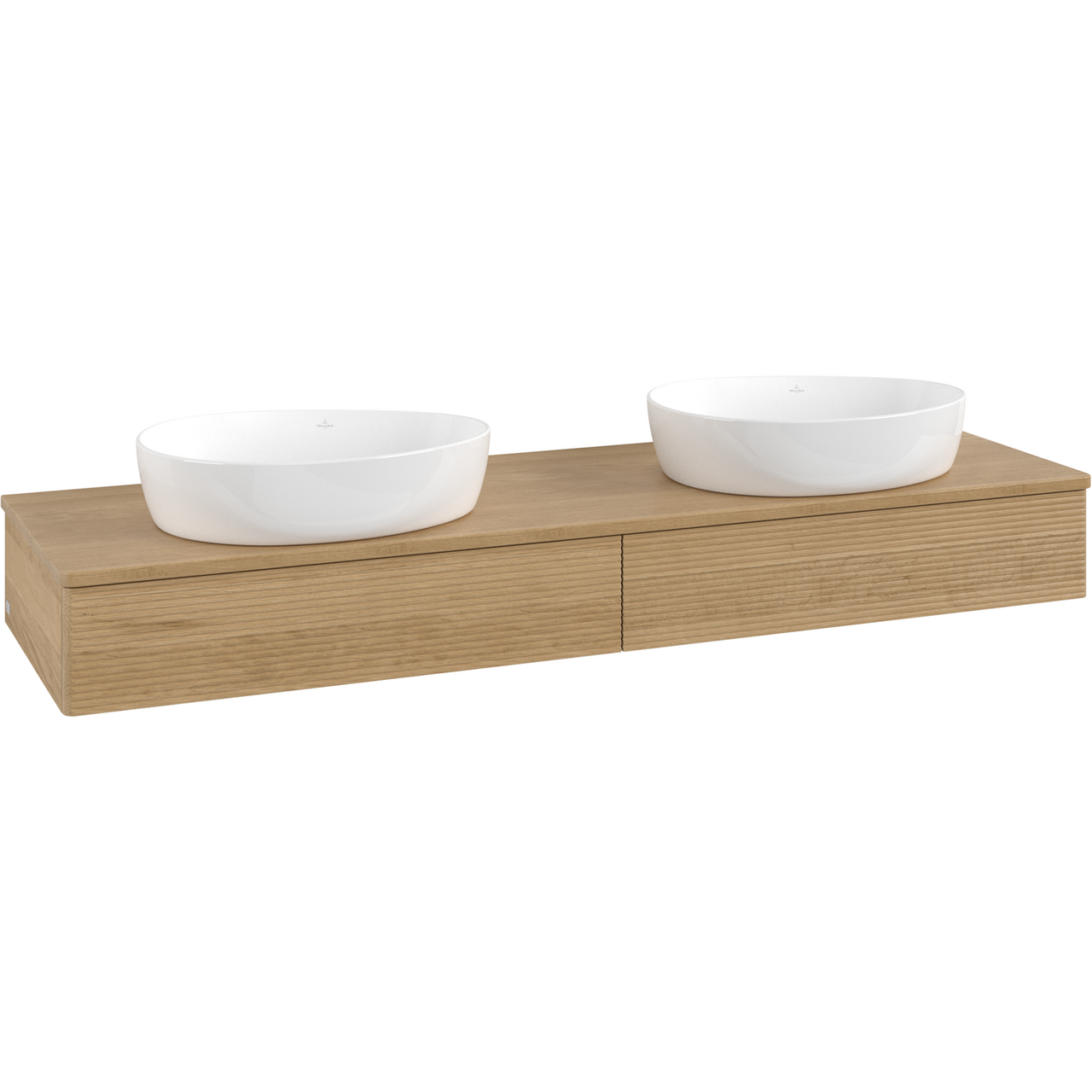 V&B ANTAO SERVANTSKAP 2 SKUFFER RILLET 1600X190X500 FOR 2 SERV. U/KRANHULL M/LYS EIK