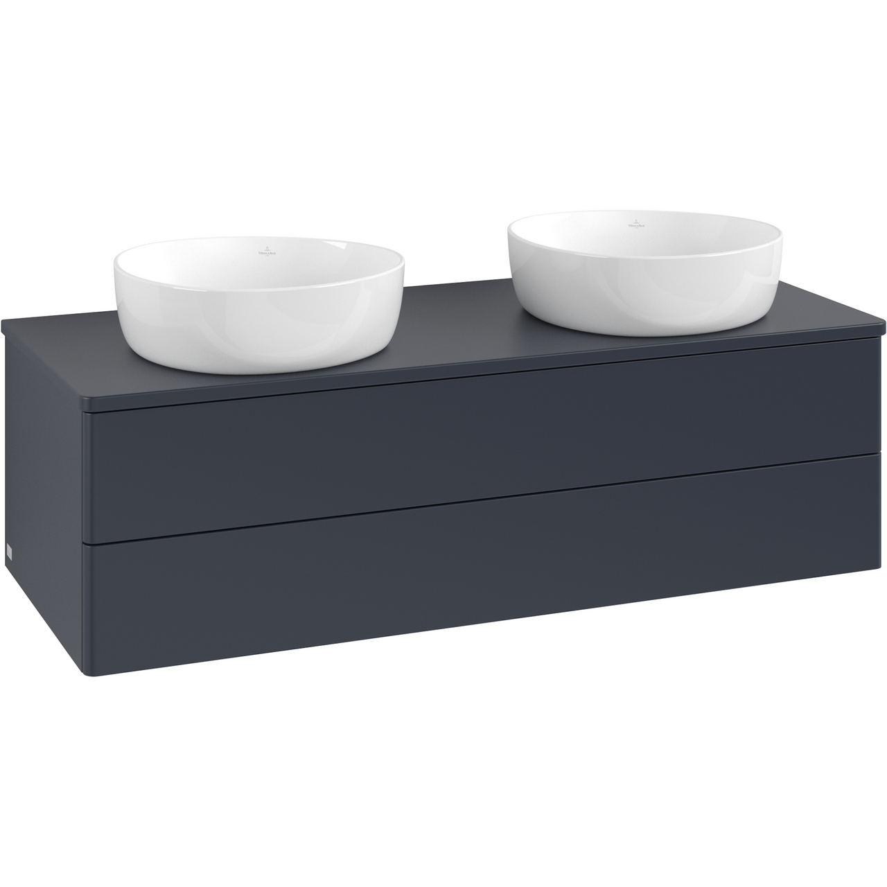 V&B ANTAO SERVANTSKAP 2 SKUFFER GLATT 1200X360X500 FOR 2 SERV. U/KRANHULL M/LYS BLÅ