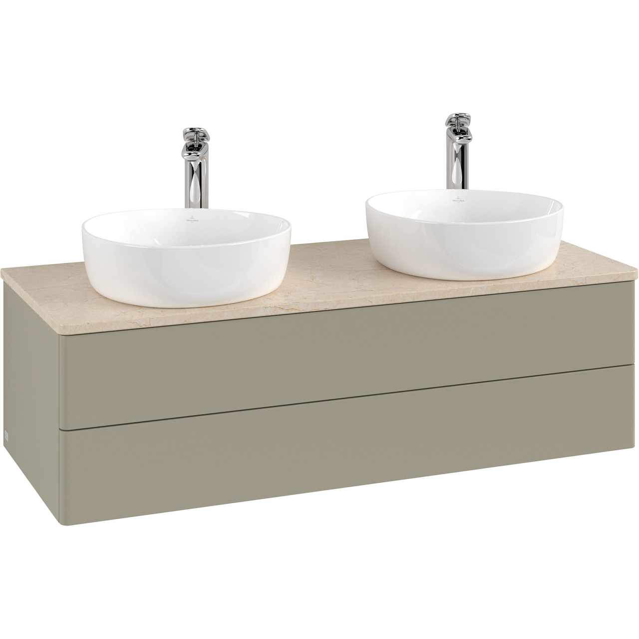 V&B ANTAO SERVANTSKAP 2 SKUFFER GLATT 1200X360X500 FOR 2 SERV. M/KRANHULL M/LYS STENGRÅ/CRÉME