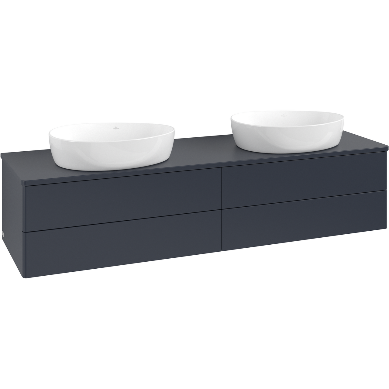 V&B ANTAO SERVANTSKAP 4 SKUFFER GLATT 1600X360X500 FOR 2 SERV. U/KRANHULL M/LYS BLÅ