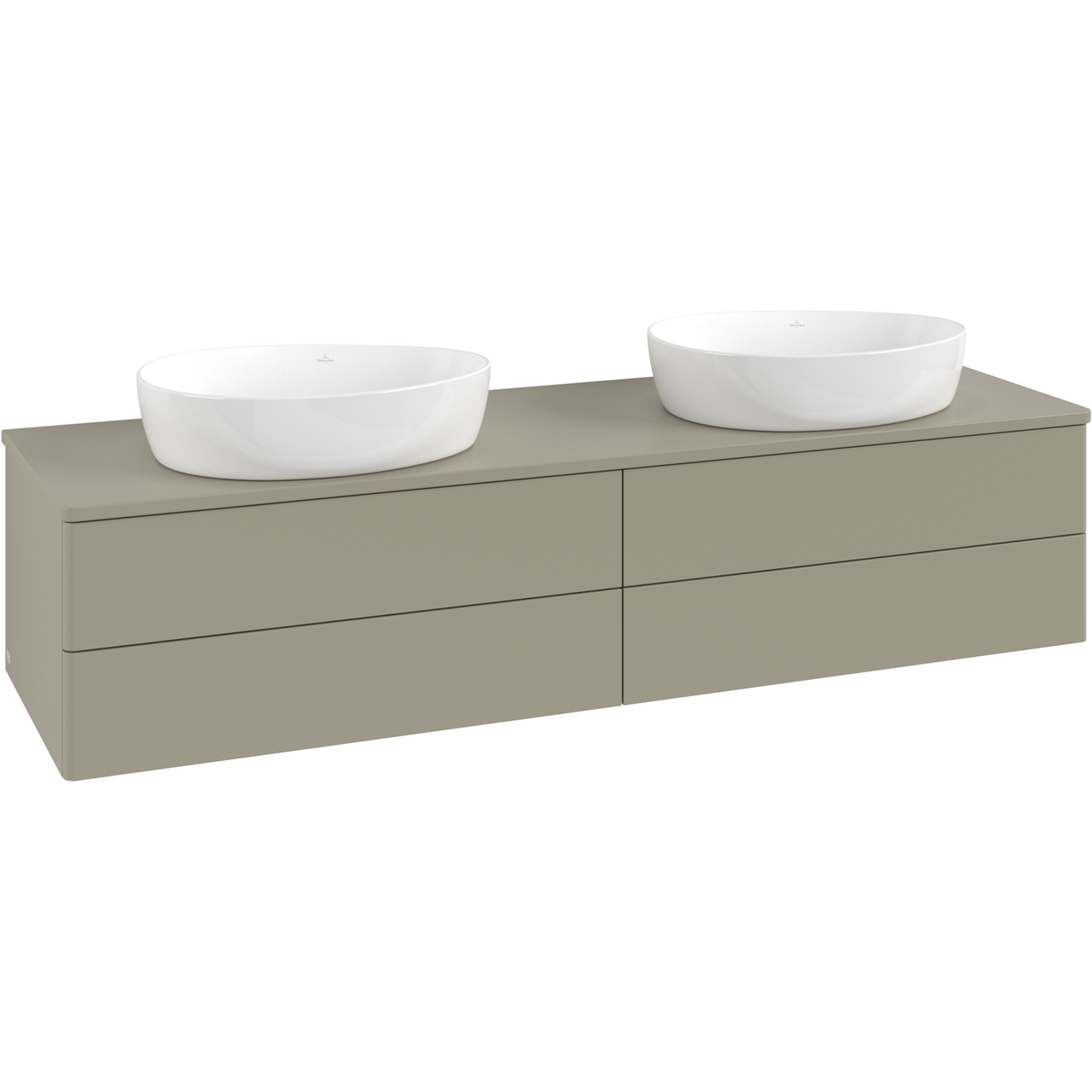 V&B ANTAO SERVANTSKAP 4 SKUFFER GLATT 1600X360X500 FOR 2 SERV. U/KRANHULL M/LYS STENGRÅ