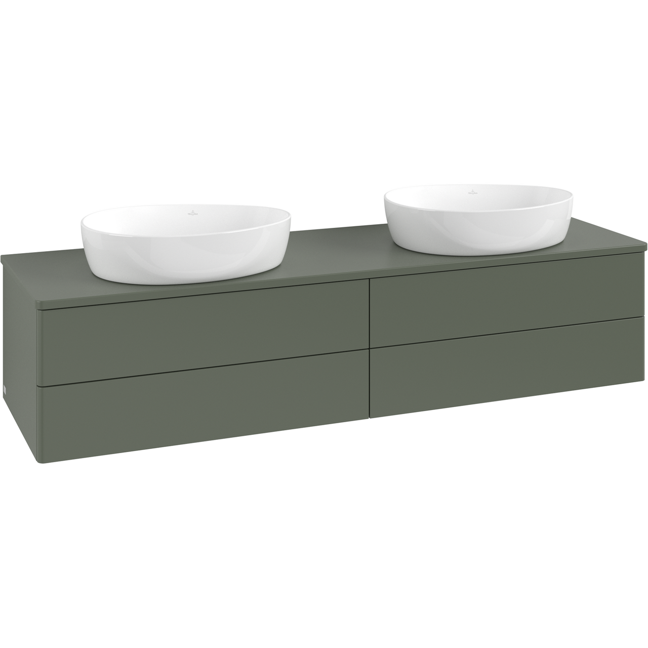 V&B ANTAO SERVANTSKAP 4 SKUFFER GLATT 1600X360X500 FOR 2 SERV. U/KRANHULL M/LYS GRØNN