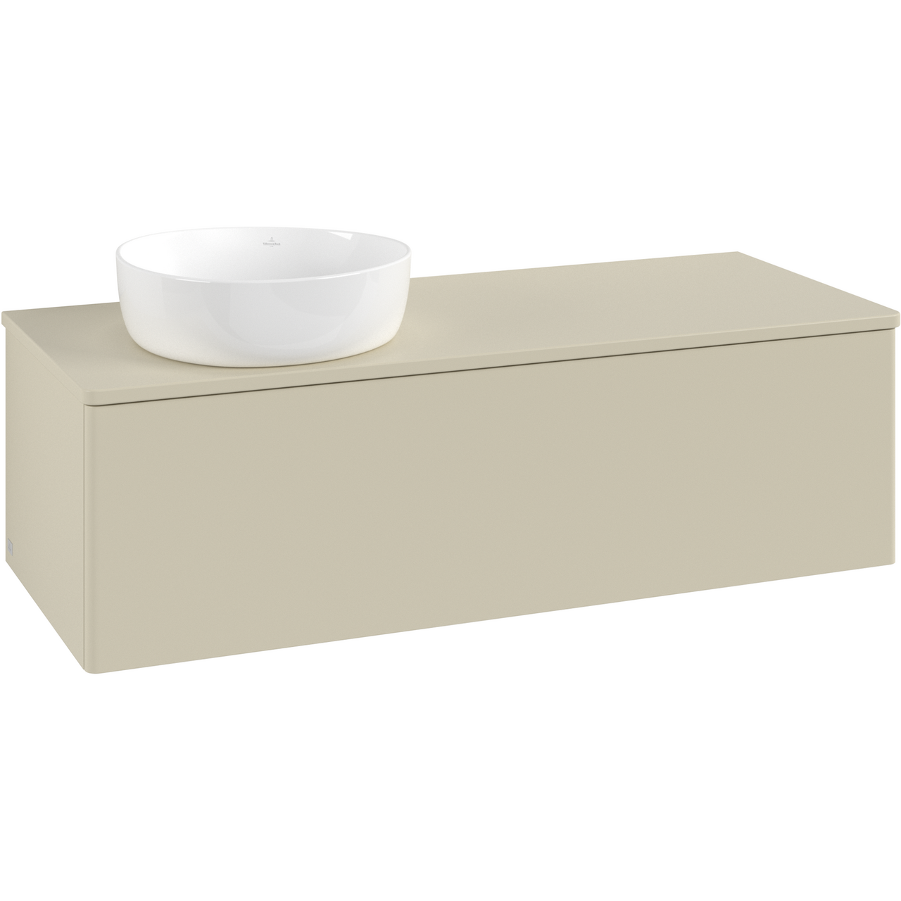 V&B ANTAO SERVANTSKAP 1 SKUFF GLATT 1200X360X500 VENSTRE U/KRANHULL M/LYS SILKEGRÅ