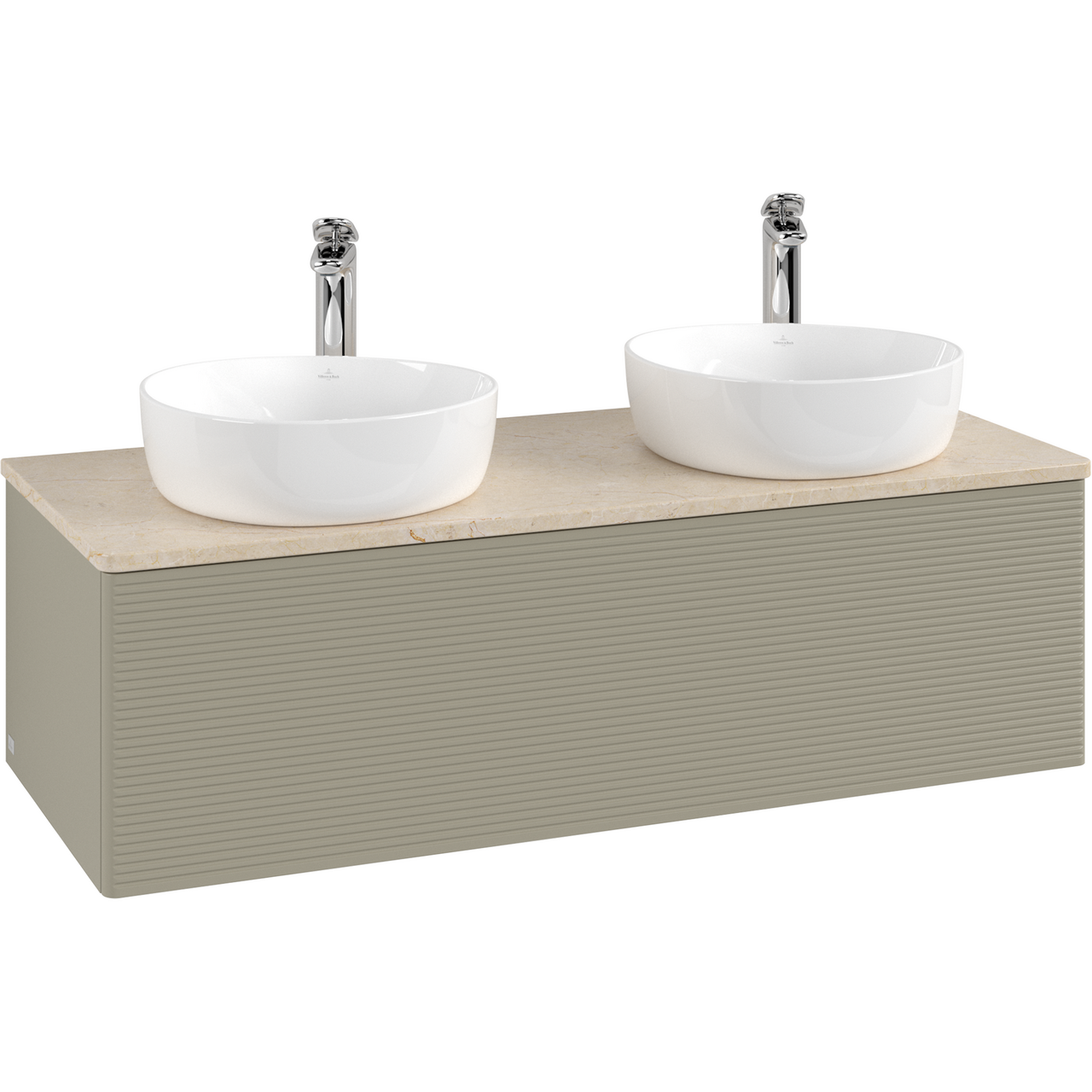 V&B ANTAO SERVANTSKAP 1 SKUFF RILLET 1200X360X500 FOR 2 SERV. M/KRANHULL M/LYS STENGRÅ/CRÉME