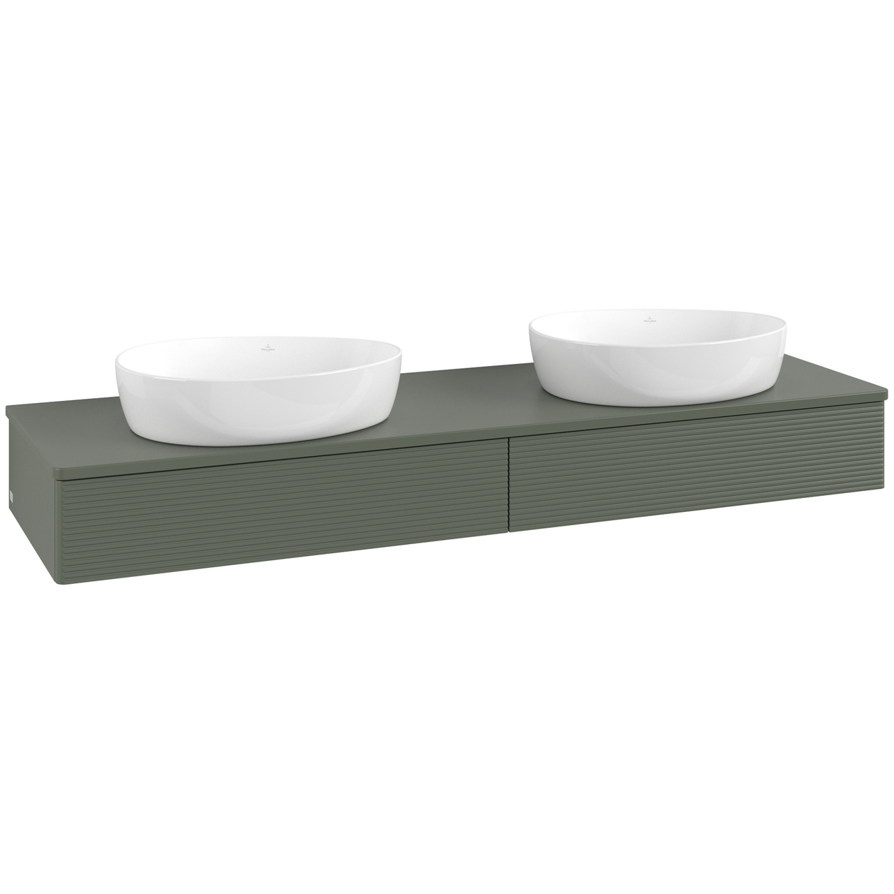 V&B ANTAO SERVANTSKAP 2 SKUFFER RILLET 1600X190X500 FOR 2 SERV. M/KRANHULL GRØNN