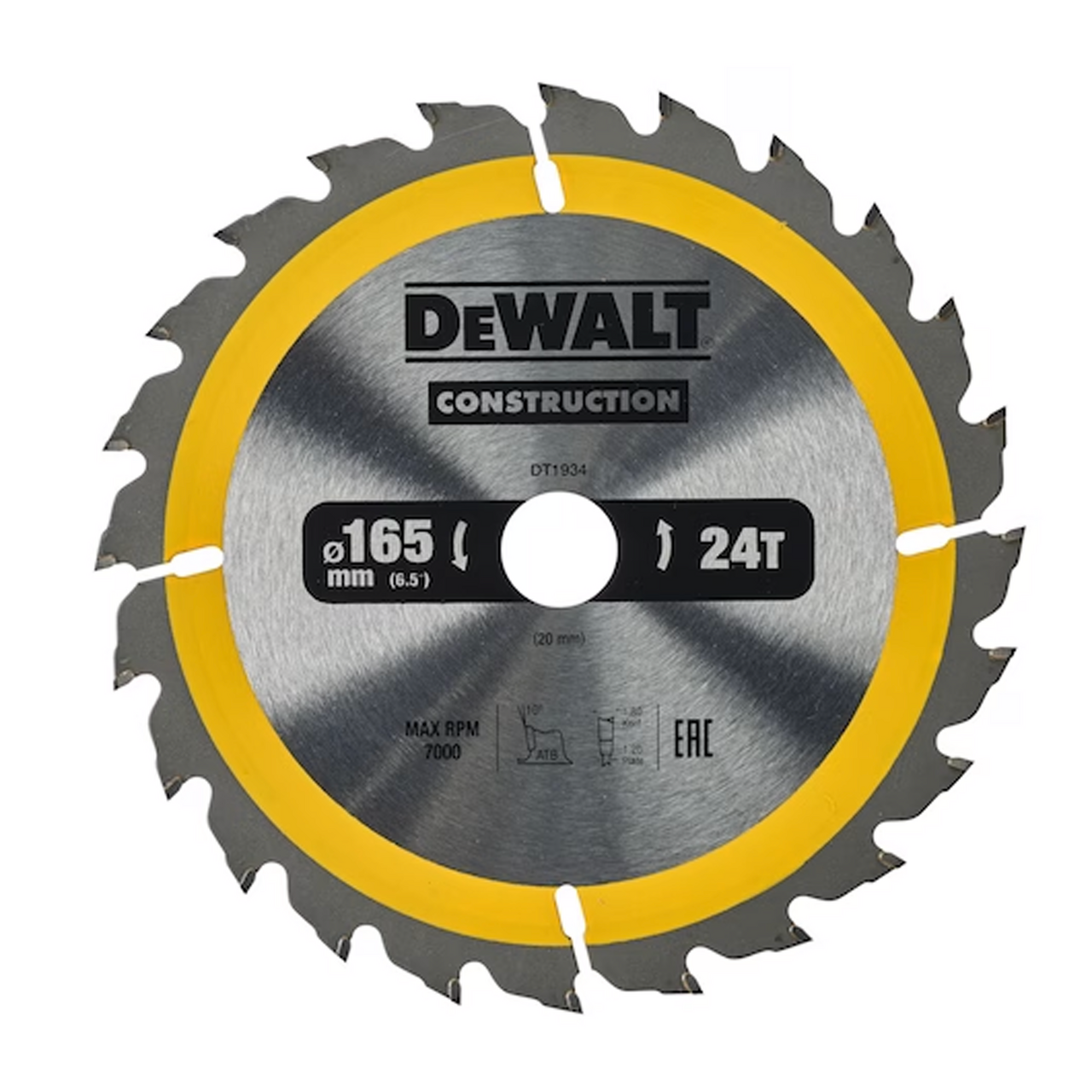 DEWALT SAGBLAD 165X20MM 24T DT1934 DEWALT