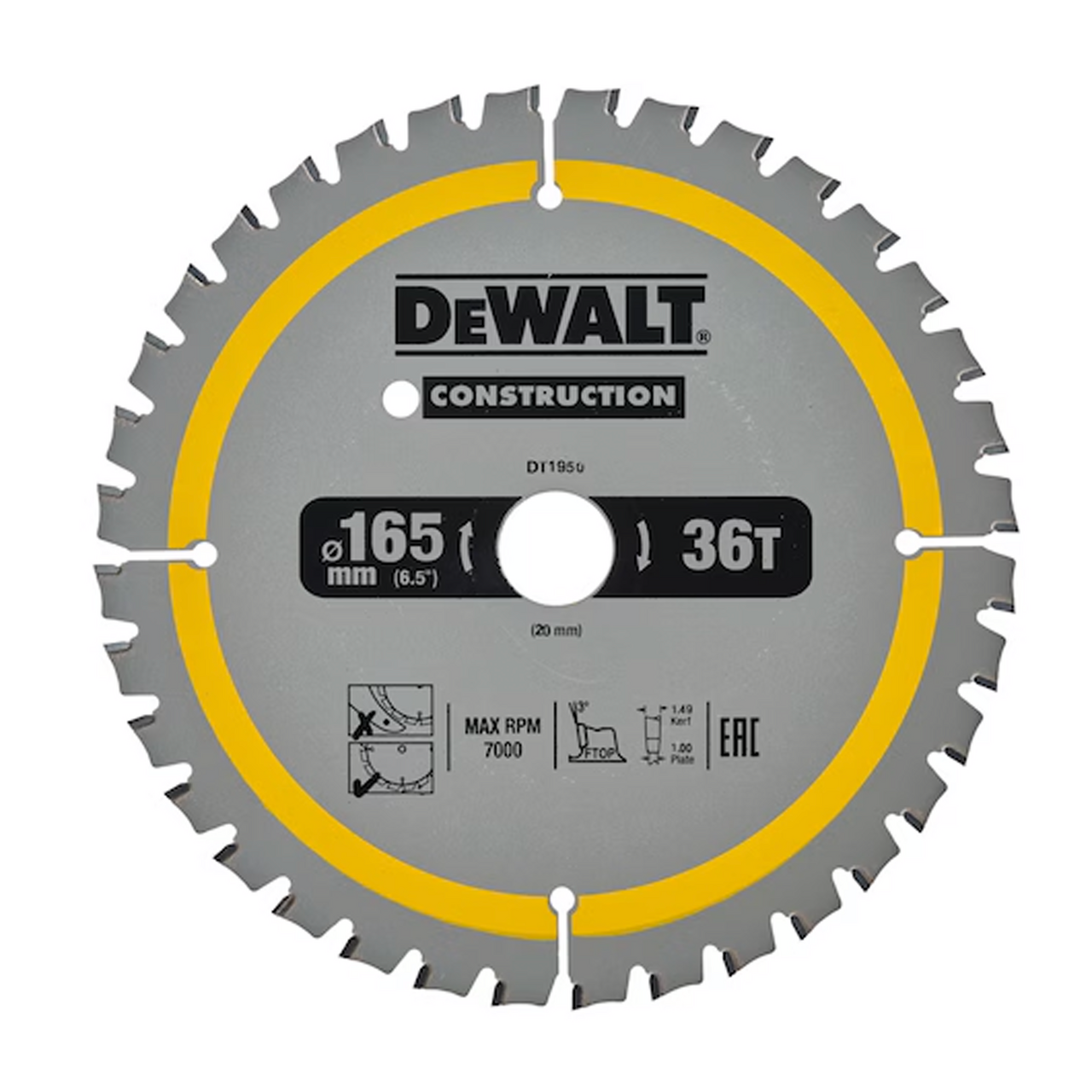 DEWALT SAGBLAD OPPLADBAR 165X20X36T DT1950