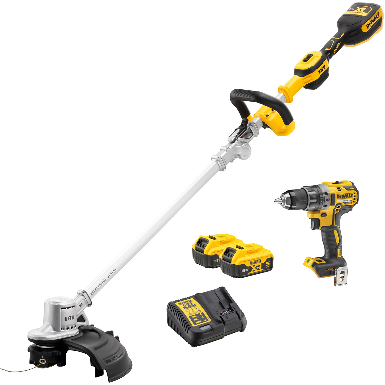 DEWALT DRILL/GRESSTRIMMER SETT 18V