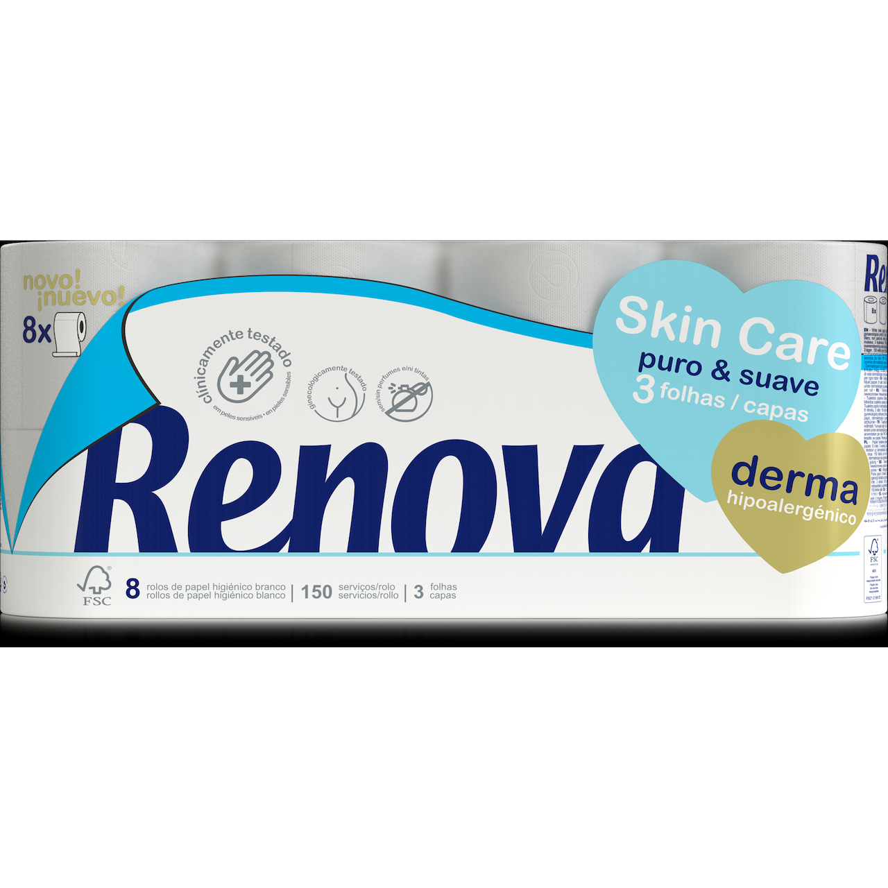 RENOVA TOALETTPAPIR SKINCARE DERMA 8 RULLER