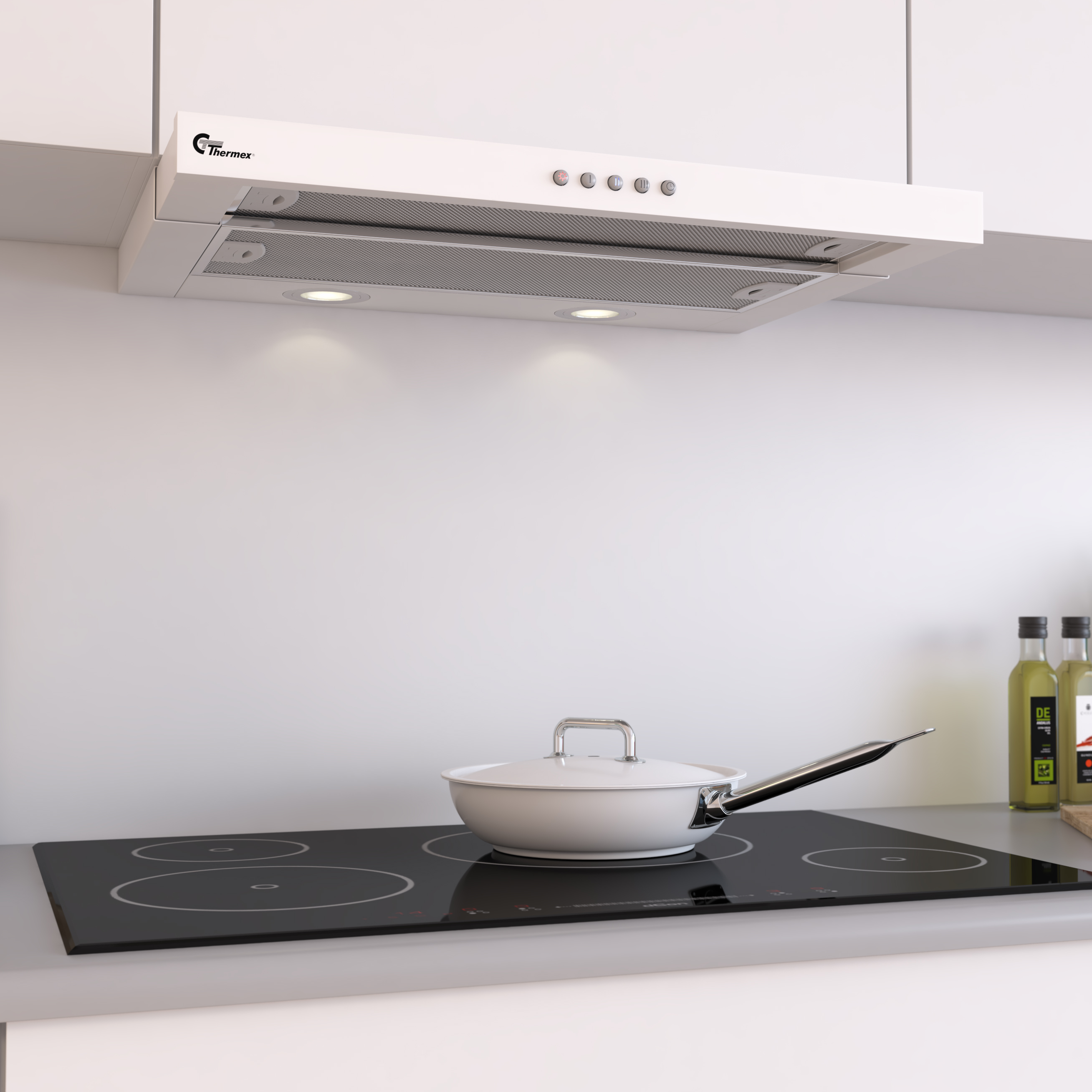 THERMEX SUPER SILENT KJOKKENHETTE UTTREKKBAR 60 CM U/MOTOR, HVIT ...