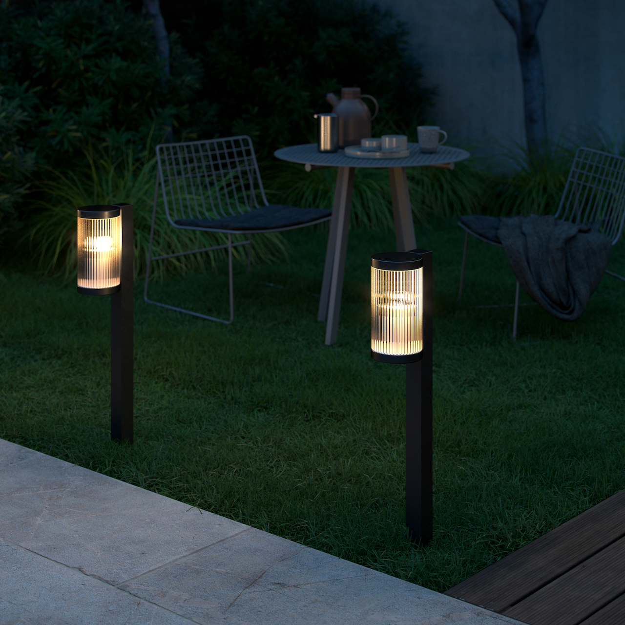 Coupar Garden veilampe i aluminium, svart