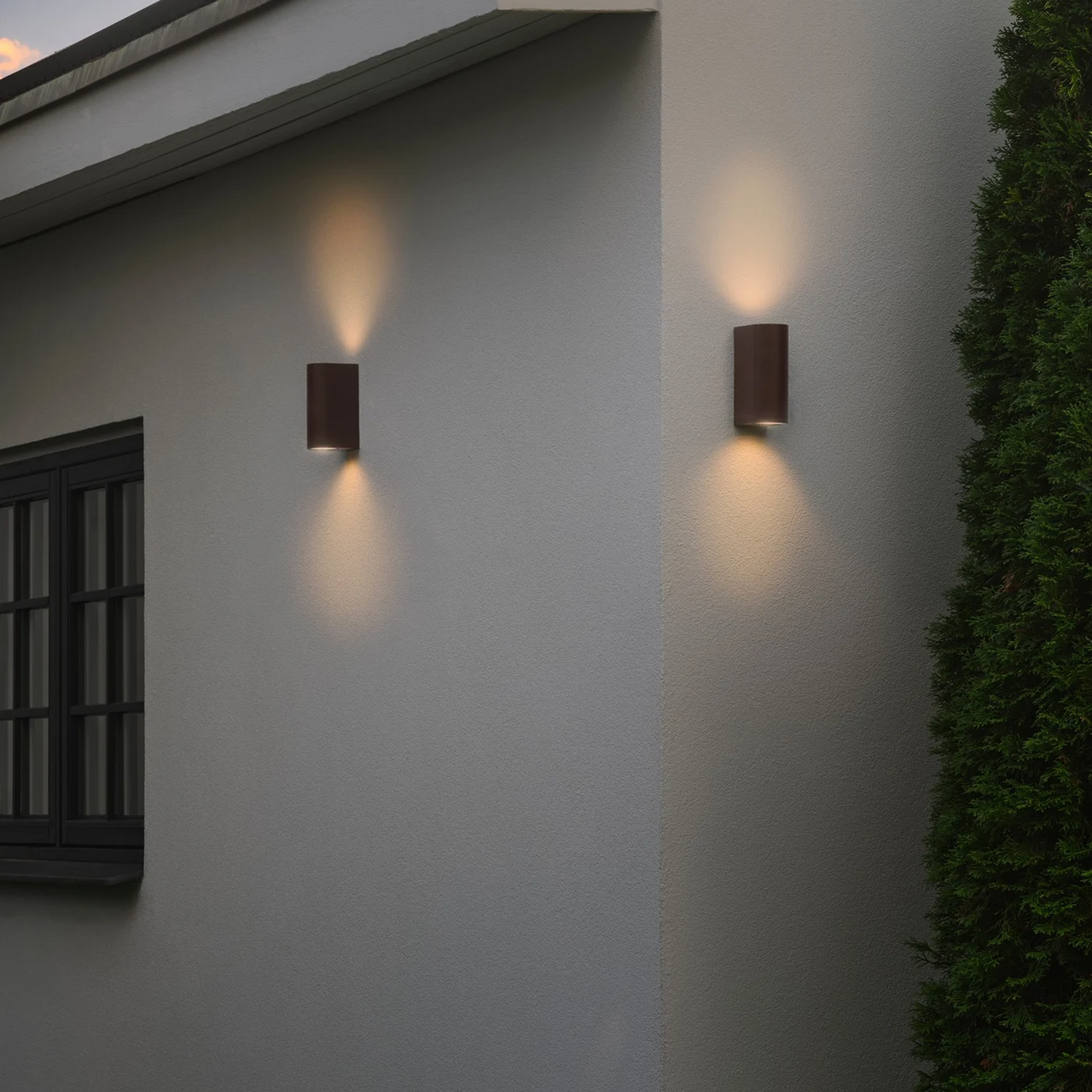 Utendørs vegglampe Dion Double, rust, GU10, aluminium, IP44