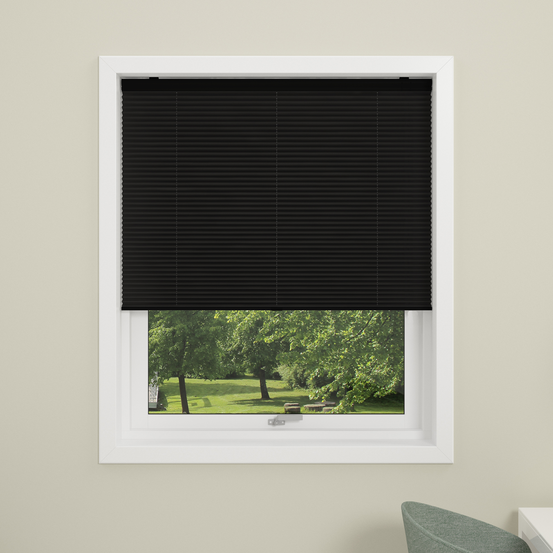 DEBEL PLISSÉGARDIN TOUCH LYSREDUSERENDE 80% SORT 110X160