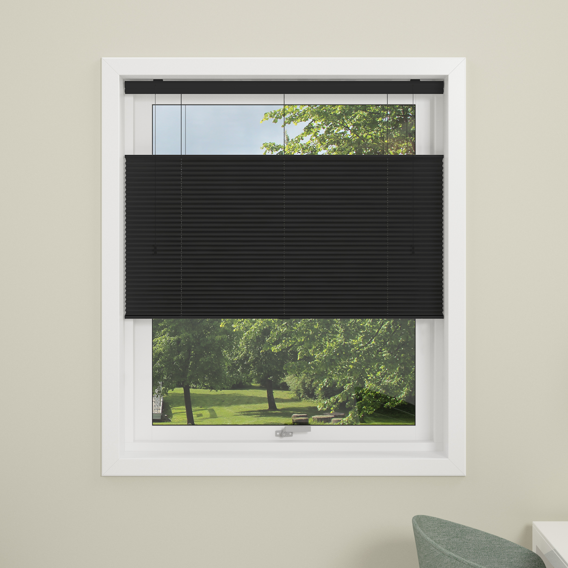 DEBEL PLISSÉGARDIN TOUCH SPLIT LYSDEMPENDE SORT 110X160